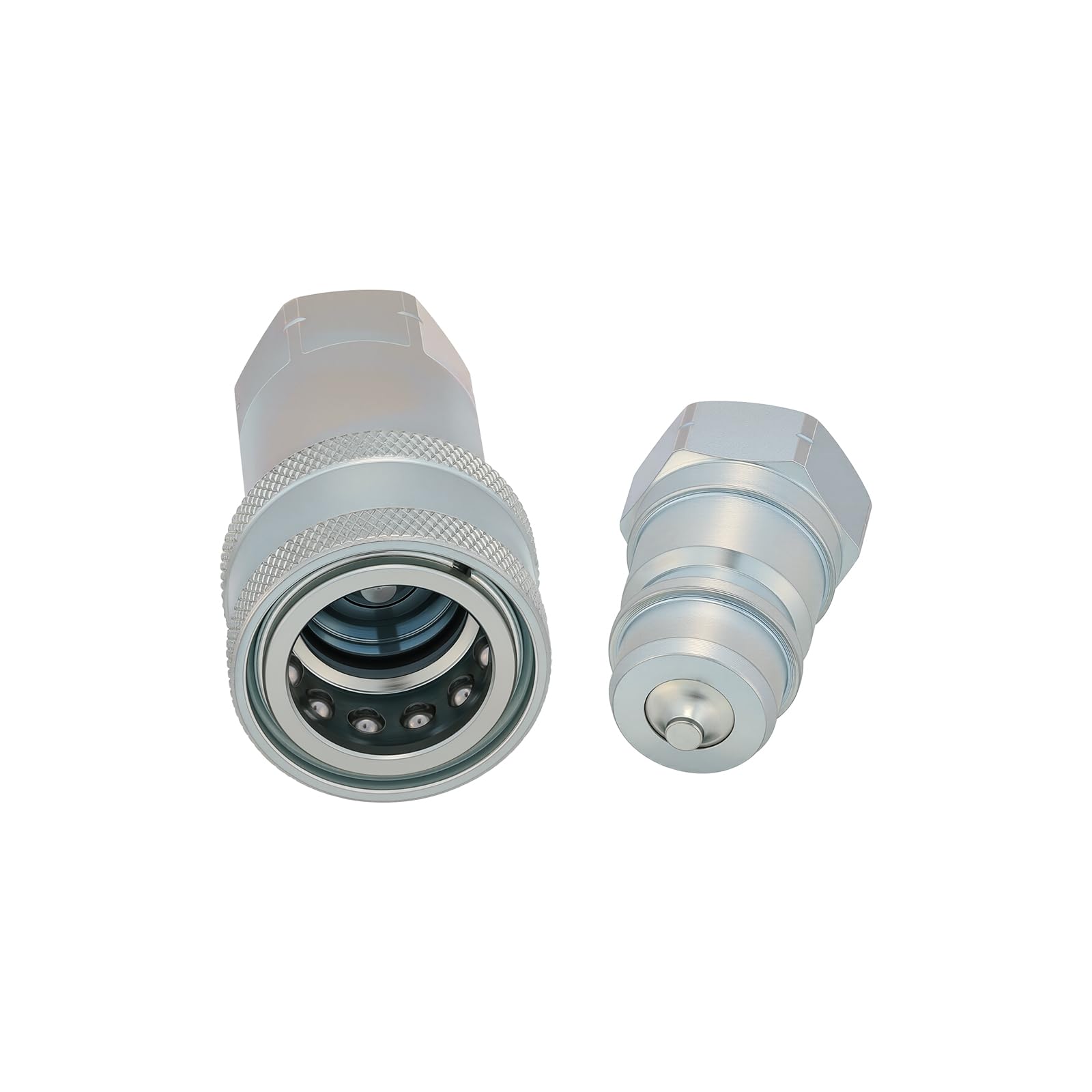 MEASUREMAN ISO 5675 Hydraulic Quick Coupler 1/2" NPT Tractor Fitting High-Strength Carbon Steel 2-Pair Set, with Red Dust Caps - 4