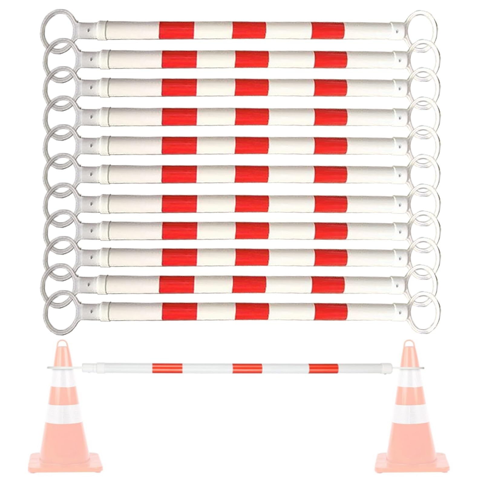 ERRULAN 12 Pack Retractable Traffic Cone Bar from 4 ft to 7.2 ft, Reflective Cone Bars for Parking Lots Safety, Temporary Barriers Barricades for Road Work Construction