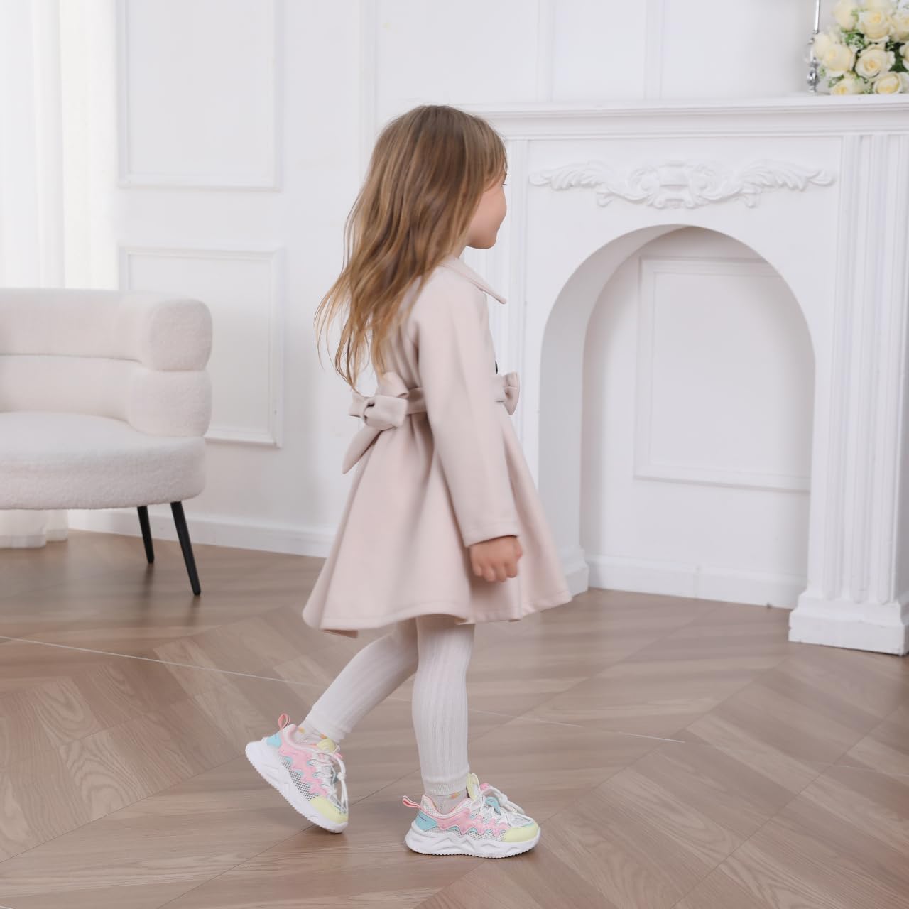Toddler Baby Girl Clothes Jacket Coat Long Sleeve Solid Color Buttons Dress Coat Fall Winter Outfit - Image 4