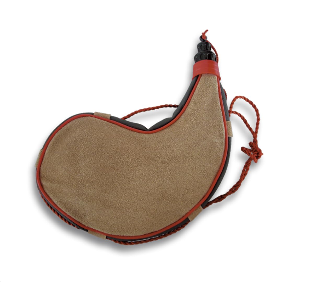 Bota de vino tradicional curva 2 LITROS cuero vacuno serraje 30 cm x 26 cm cierre brocal anti-goteo