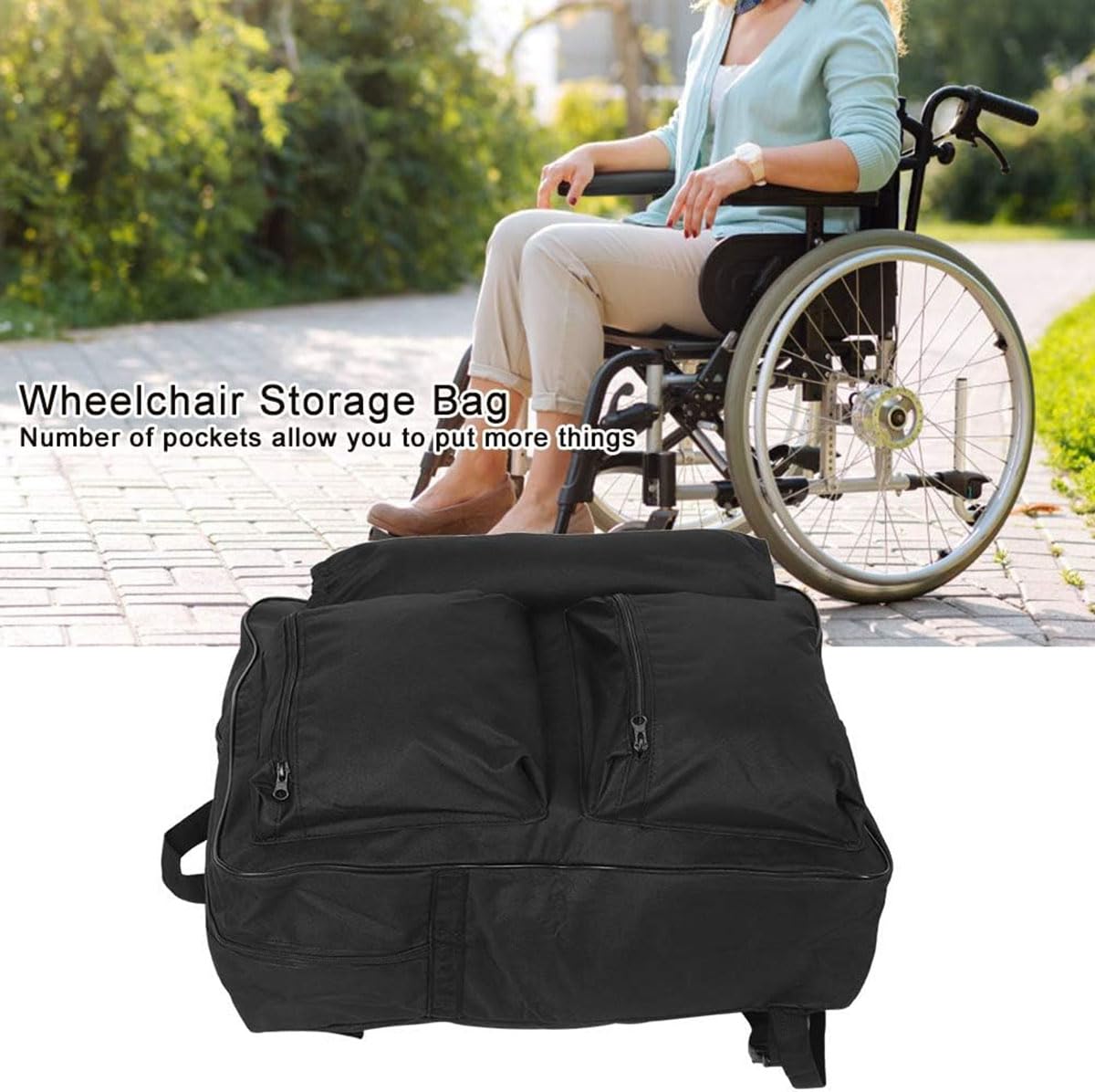 Zaino portaoggetti Universale per Sedia a rotelle, Borsa portaoggetti Portatile Resistente all'Acqua per Sedia a rotelle, Borsa portaoggetti per Schienale Sedia a rotelle
