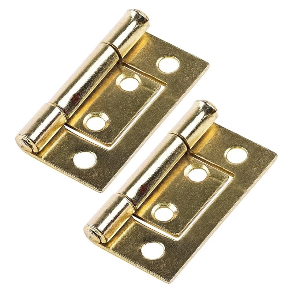 Bifold Door Hinges 40mm (1.5 inch) Electro Brass Flush Door Bifold Gate Hinge for Kitchen Corner Cupboard Cabinets Wardrobe Pack of 2