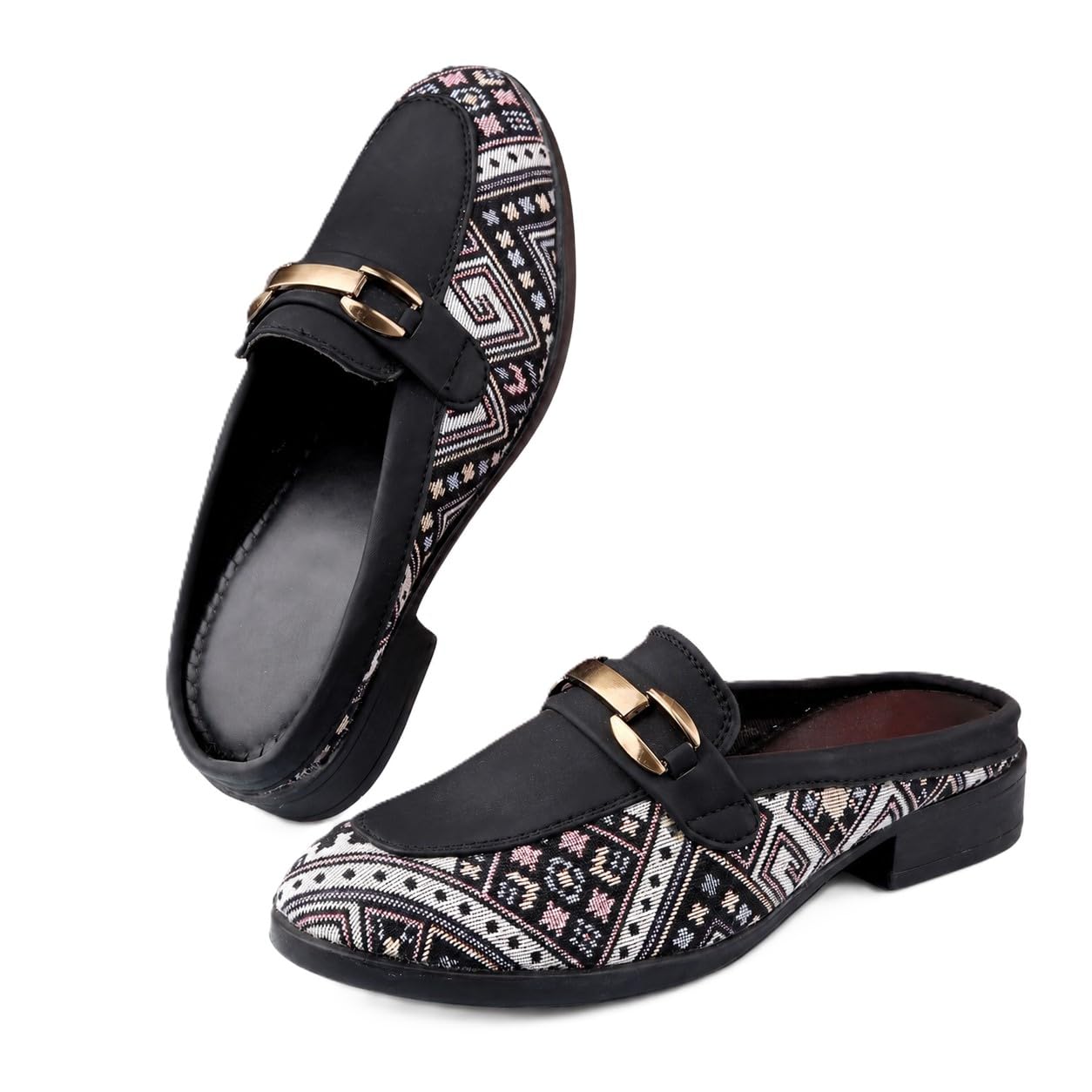 yuvrato baxi Women's Printed Slip-On Loafers and Casual Ethnic Wear Mule Shoes with Faux Leather Material and Cushioned Insole.-picture-17