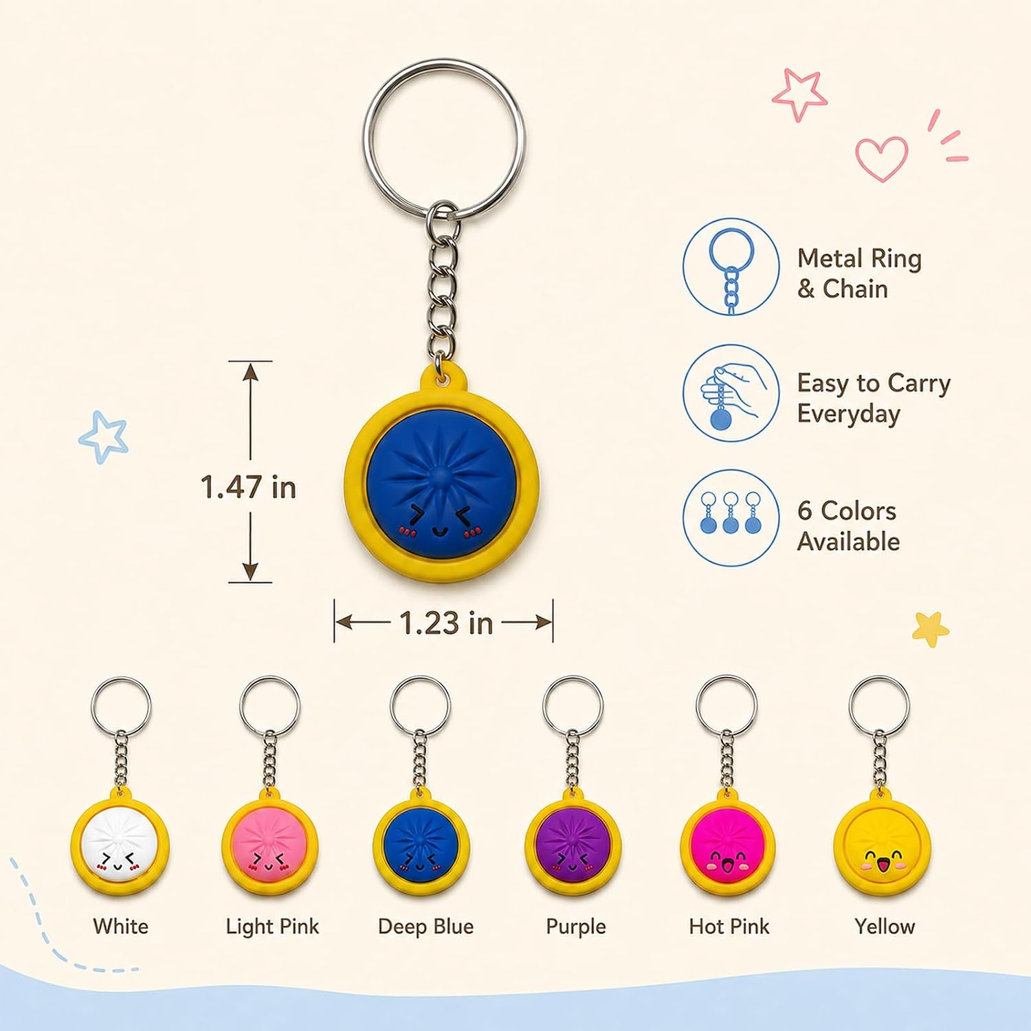 Dumpling Keychain Bulk, 24 Pack Cute Mini Dumpling Party Favors -No Rebound