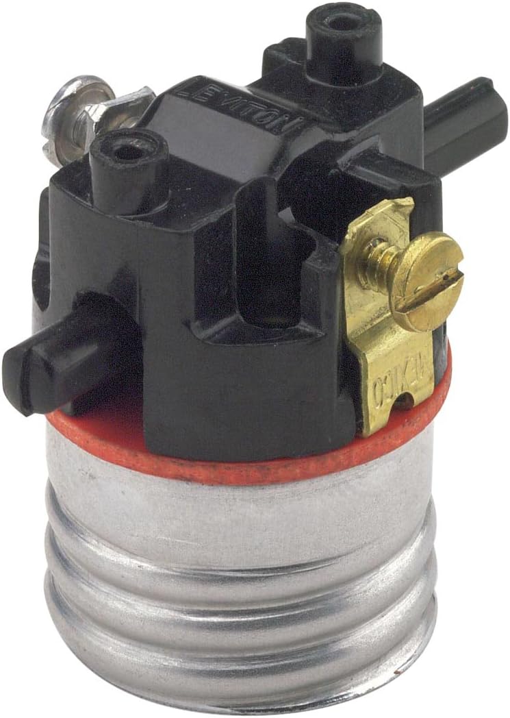 Leviton 7080-M Medium Base Interior Only, Shell Incandescent Lampholder, Push-Through, Single Circuit, Brass, Pack of 1