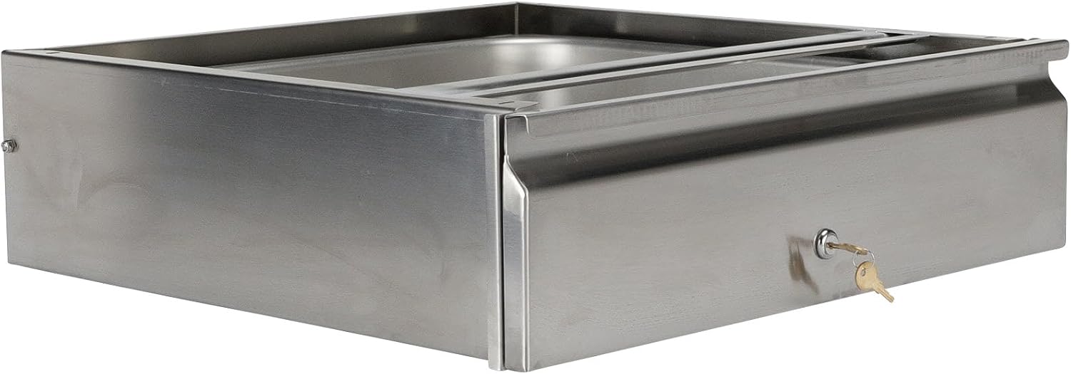 Component Hardware 20" W x 20" L x 5" D Stainless Steel Heavy Duty Drawer Assembly with Cylinder Lock and Stainless Steel Pan