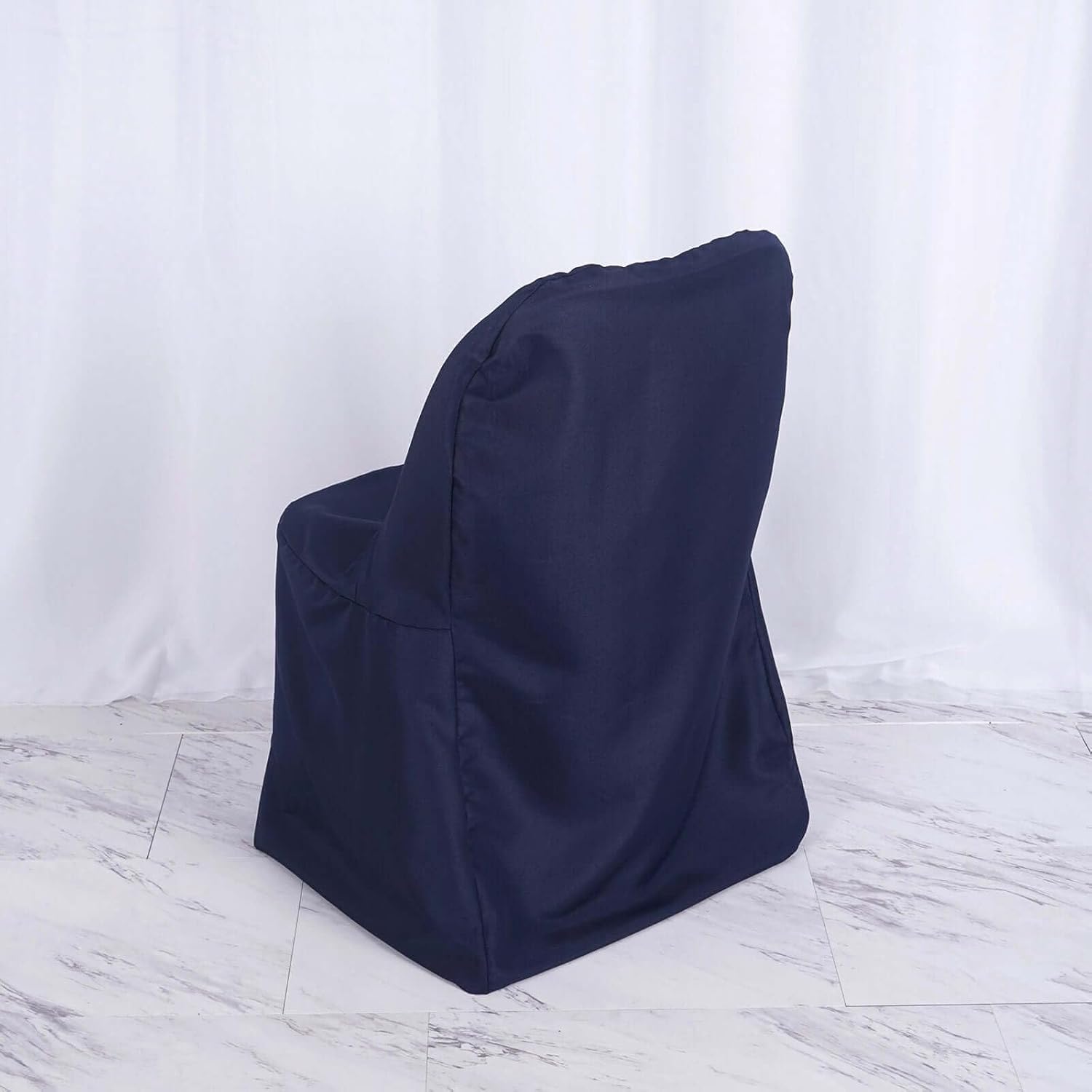 Tableclothsfactory 10PCS Navy Linen Polyester Folding Chair Cover Dinning Chair Slipcover for Wedding Party Event Banquet Catering