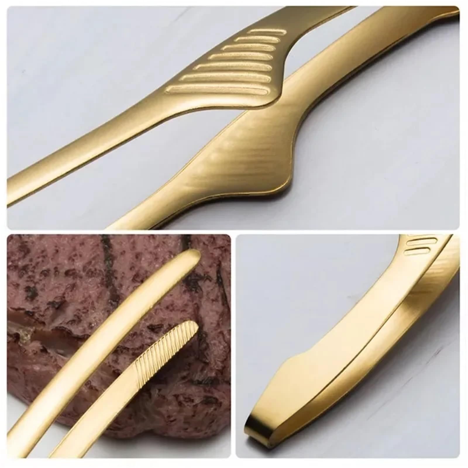 Pinzas para barbacoa, Pinzas de cocina acero inoxidable Multicolor Antideslizante Resistente al calor(Rose Gold)