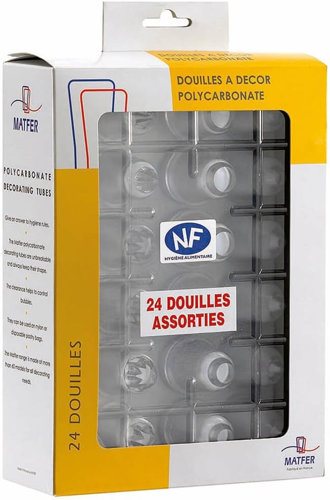 Matfer Bourgeat Polycarbonate Icing Tips, Cake Decorating Tip Set, 24PK Clear 166003