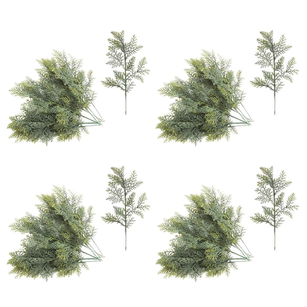 Hndhbfgrt 80 Pcs Artificial Cedar Sprigs Faux Cedar Branches Cedar Stems Sprigs Picks DIY Accessories