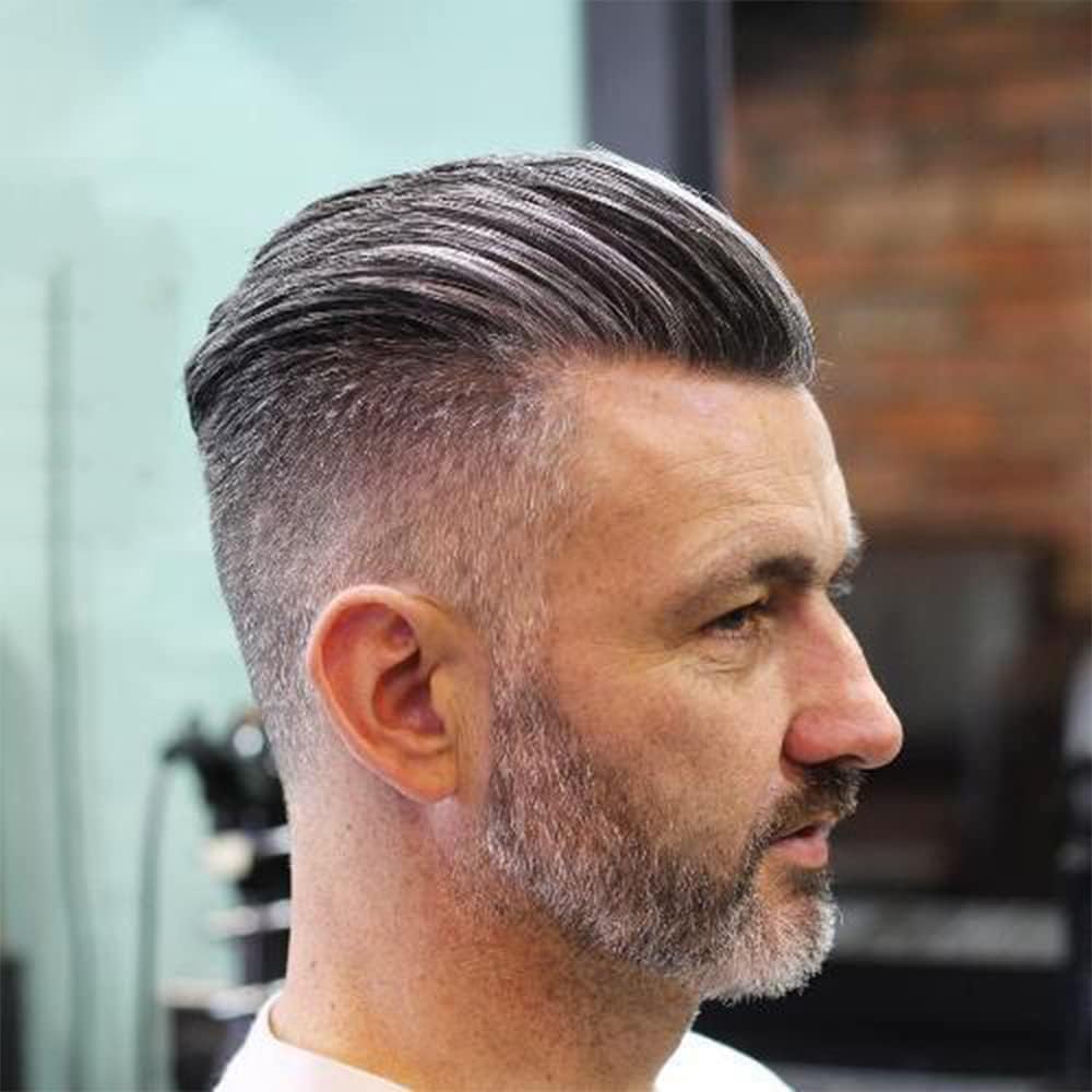 Men’s Toupee Soft Thin Skin 0.06mm PU 10x8inch Hair Replacement for Men's Hairpiece 100% European Human Hair Pieces for Man 1B Black Color Mixed 40% Grey Hair