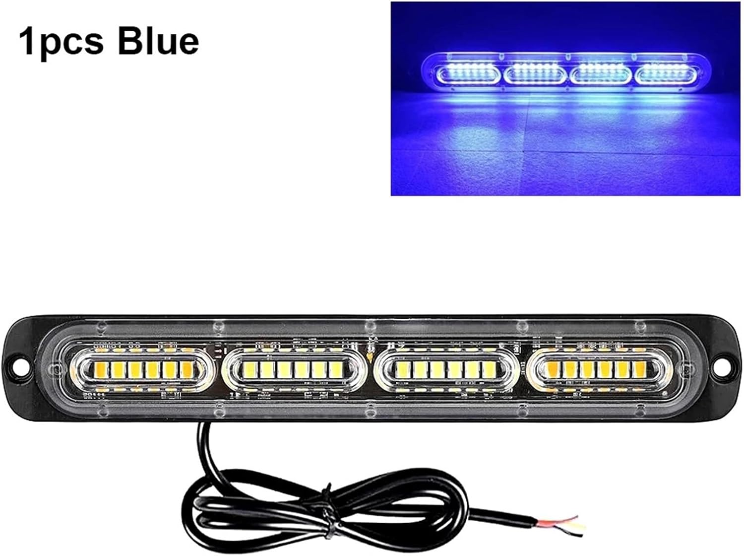 Car Grille Strobe Light Daytime Running Lights Truck Carriage Side Pickup taillights LED Emergency Flash Signal Lamp(1pcs Blue)