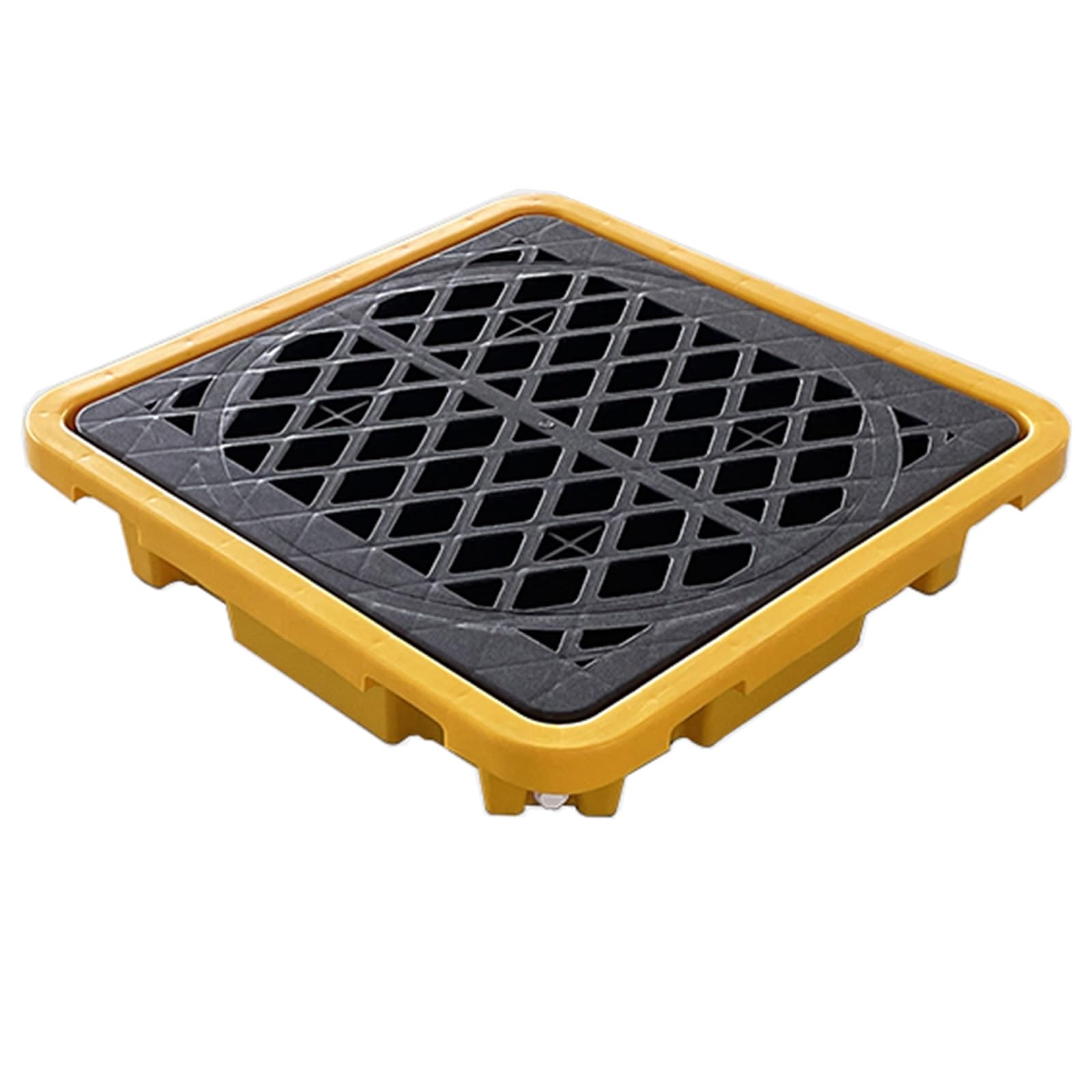 Oil Tank Spill Containment Tray, Industrial 1 Drum Spill Containment Modular Platform for Laboratories Supermarket Basement Storage, Low Profile Plastic Pallet with Drain(67.5x67.5x15 cm(26.6x26.6x5.9