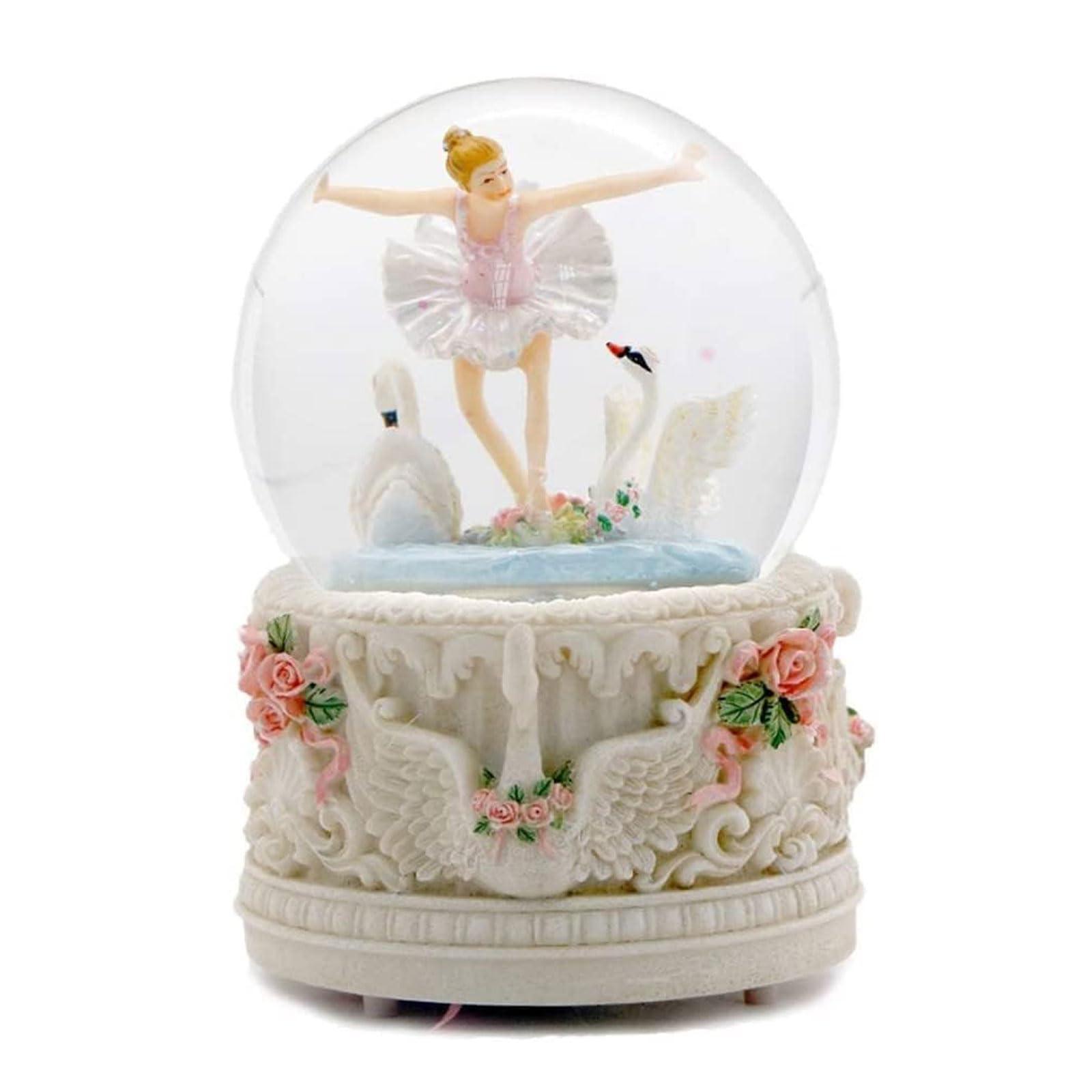 Caja de música con forma de globo de nieve de bailarina giratoria con luces de colores 8