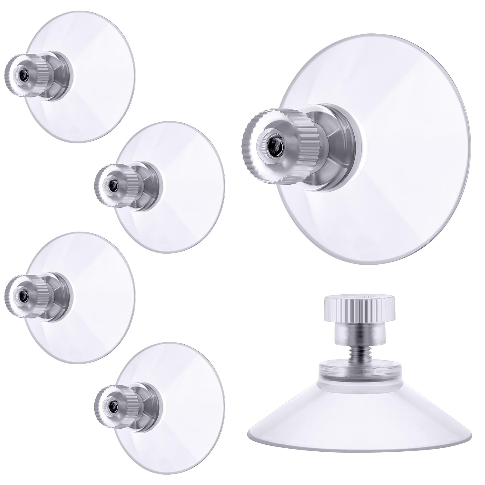 Flintronic Przyssawka z gwintem i nakrętką radełkowaną, 6 sztuk przyssawek PVC Ø32mm, przezroczyste przyssawki bez wiercenia, haczyki przyssawkowe bardzo mocne do okien, samochodu, dekoracji