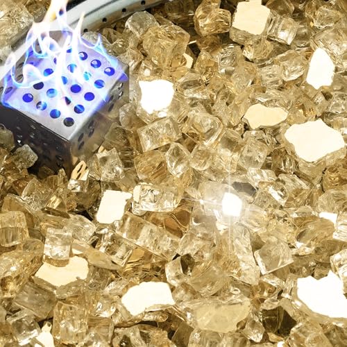 NUPICK 10 Pound Fire Glass, 1/2 Inch Reflective Fire Pit Glass