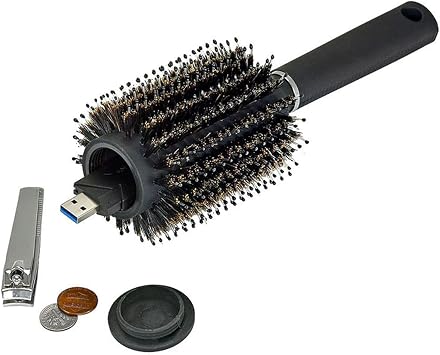 Diversion Safe Hair Brush with Hidden Storage Secret Safe for Hiding Money Key Hiding Travel Hair Brush - Discreet Storage Box for Valuables (Black)