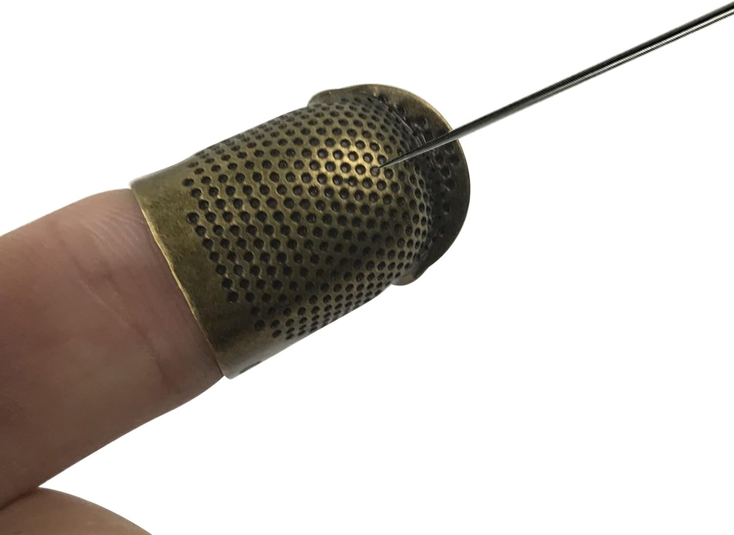 D&D Sewing Thimble Finger Protector, Adjustable Finger Metal Shield Protector Pin Needles Sewing Quilting Craft Accessories DIY Sewing Tools (Medium)