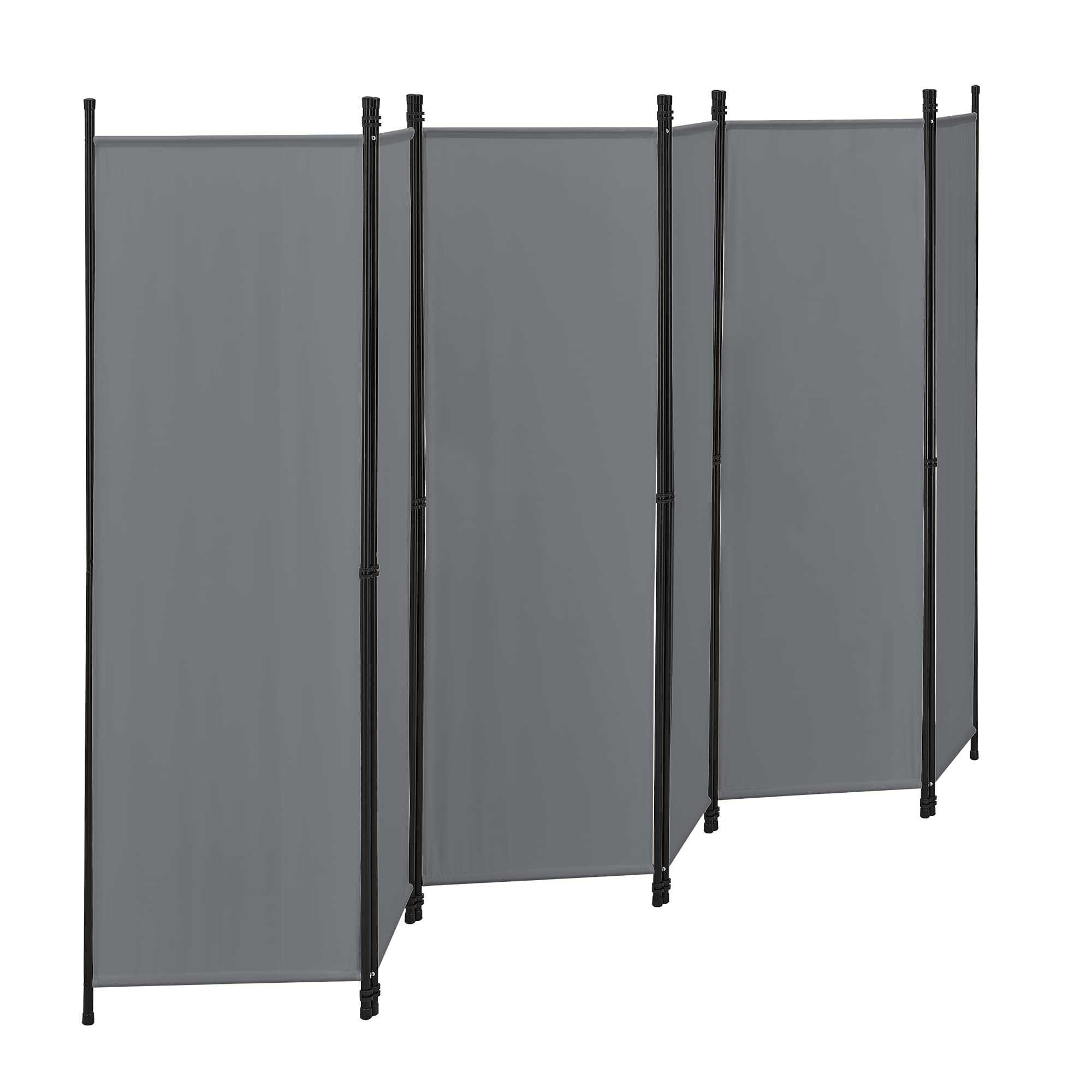 [en.casa] Paravento a 6 Pannelli Separé con Struttura Pieghevole da Interno Muro Divisorio per Spogliatoio Camera da Letto Studio Medico Balcone Terrazza (LxA) 300x171 cm - Grigio Scuro