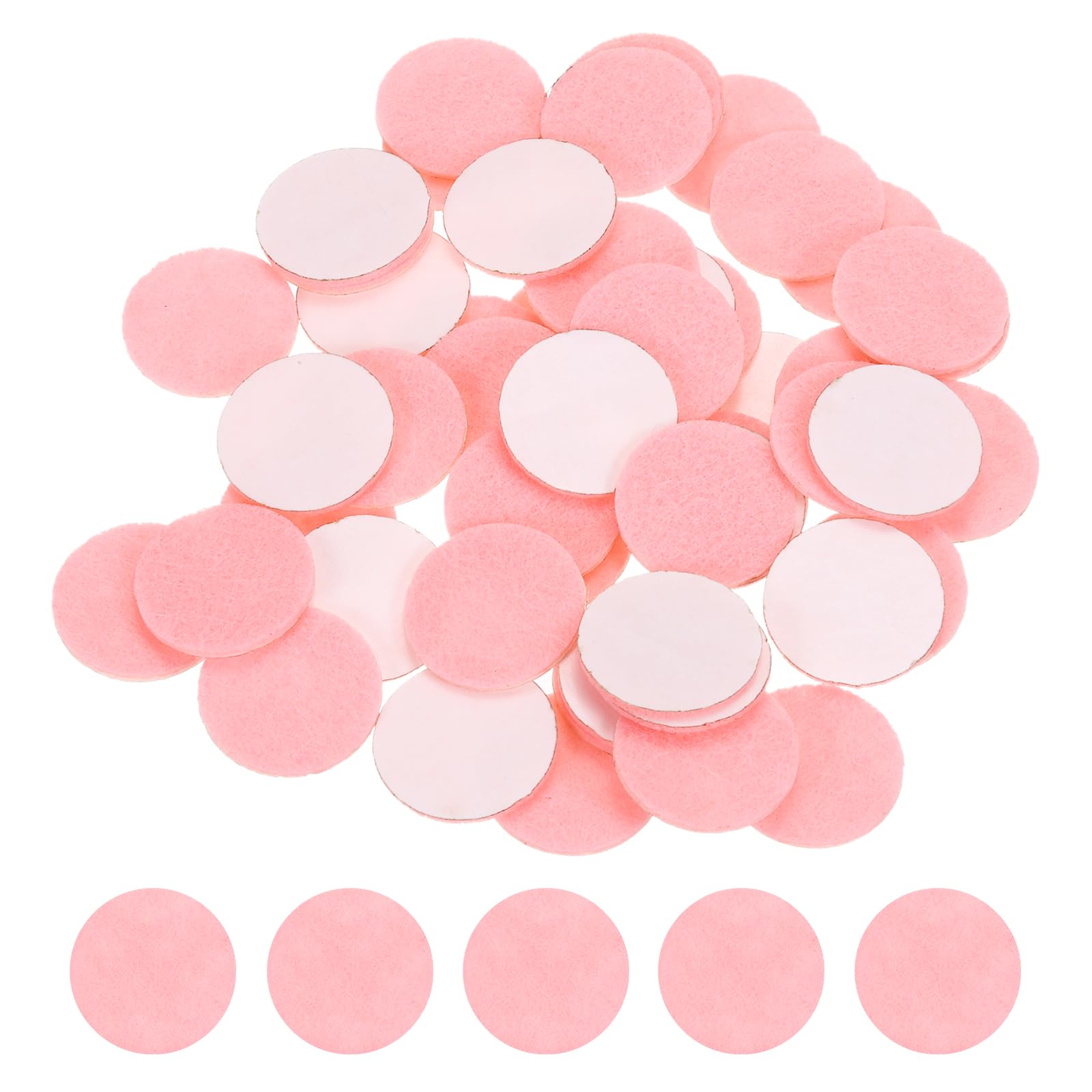 sourcing map 100 Pcs Adhesive Felt Circles, 9/16" Dia 2mm Thick Round Non-Woven Felt Pads Stickers Dots Pre Cut for DIY Crafts Sewing Handcraft Costume Holiday Decoration, Pink — image 1