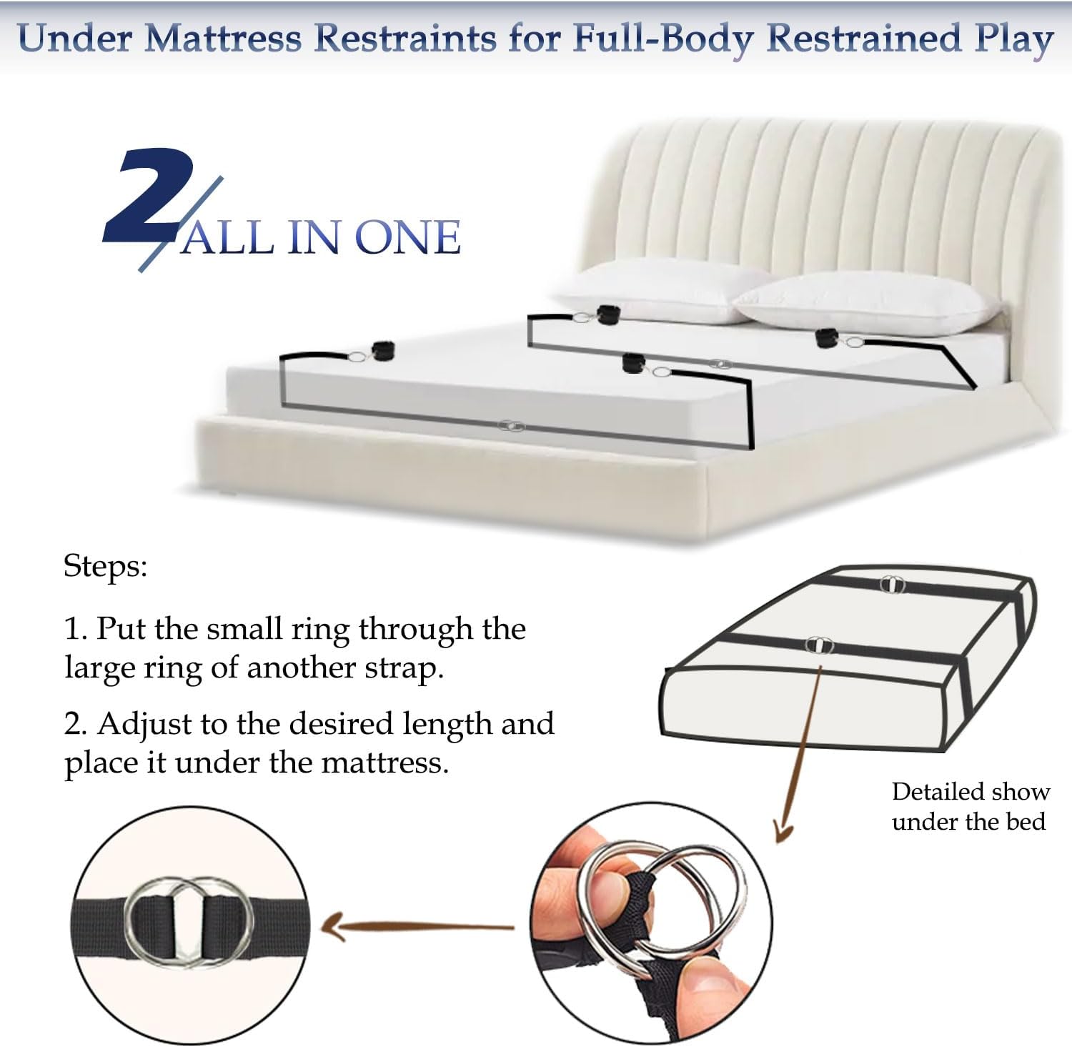 Sex Swing and Bed Bondage Restraints BDSM Toys, BDSM Kit Couples Toys with Leather Plush Cushion, 4 Separate Straps, Bondage Cuffs, Blindfold, Feather BDSM Kit