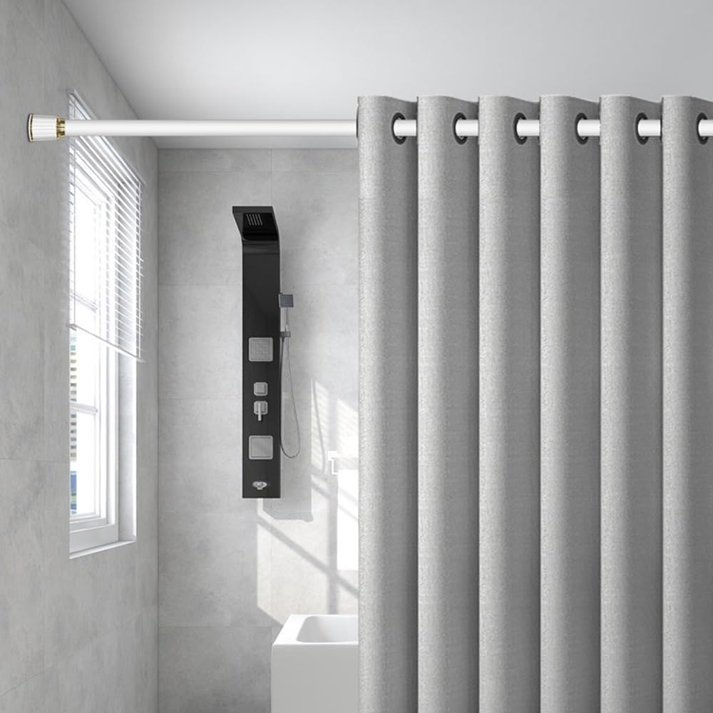 Barra de ducha ajustable negra sin taladrar expandible de 15 a 195 pulgadas, resistente al óxido, para una fácil instalación y una elegante actualización de baño