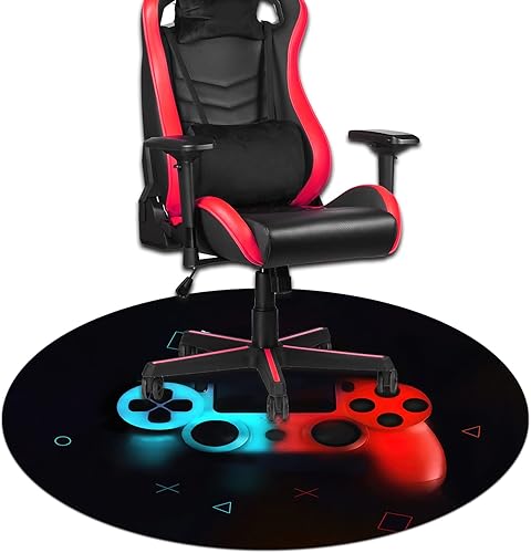 Generic Tapete para silla de juegos para suelo de madera dura, antideslizante, redondo para silla de oficina, 47 x 1 pulgada, rojo