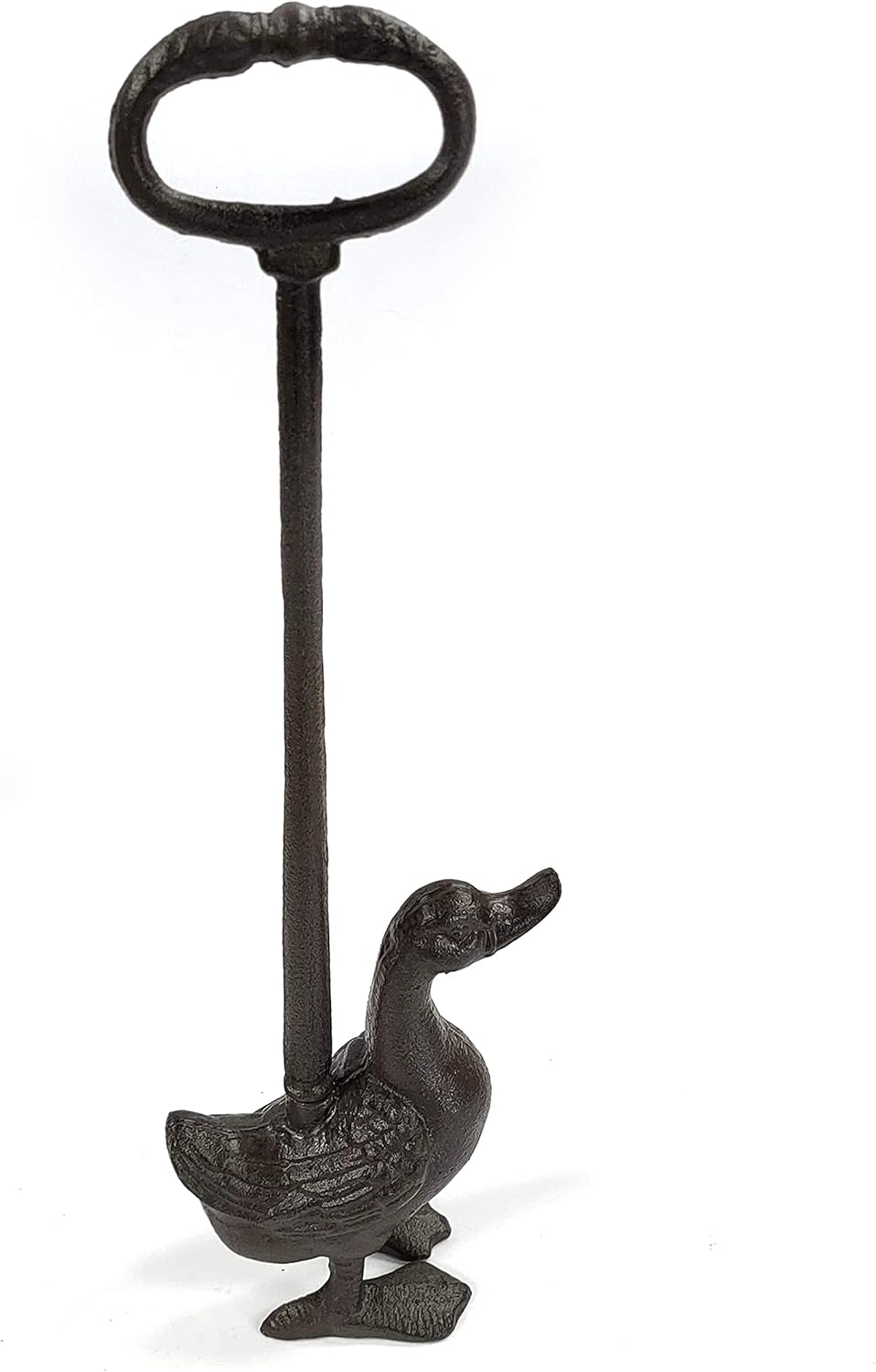 Black Ginger Heavy Duty Cast Iron Door Stop with Duck Design | 51cm Long Handle | 3kg
