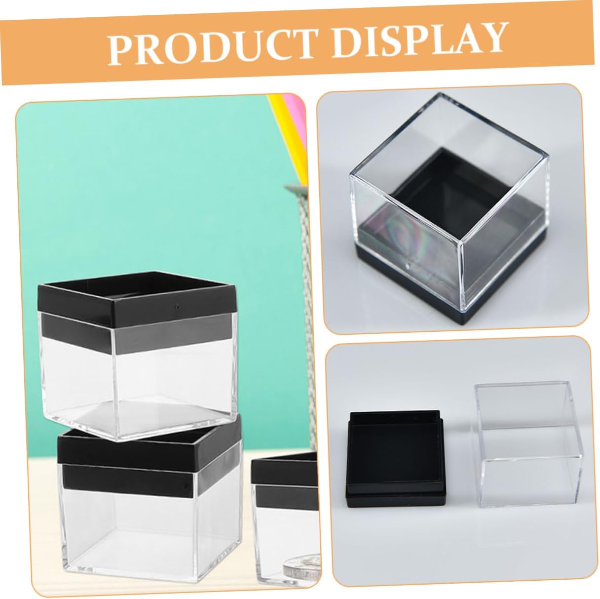 12pcs Rough Stone Display Case Plastic Jewelry Container Sample Holder Square Display Box Specimen Collection Box Sample Holder