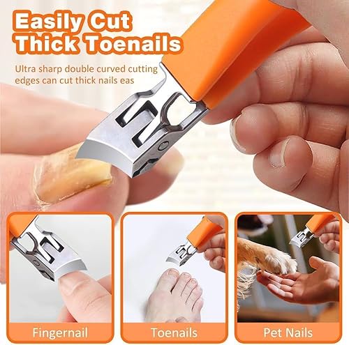 Miniatura 2 de Tijeras de uñas y pies para uñas encarnadas, curvas, apertura de mandíbula ancha, tijeras de uñas antiflexión (naranja)