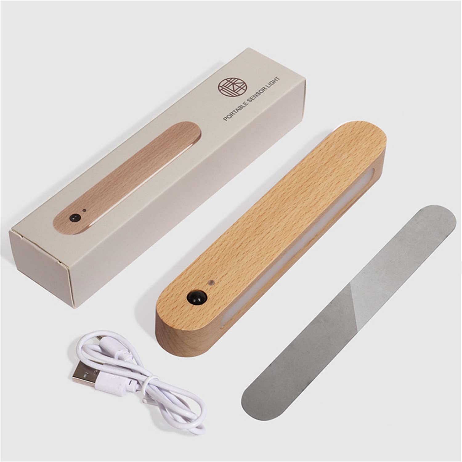 Luz Nocturna con Sensor de Movimiento, luz de Lectura magnética de Madera Recargable por USB, Apliques de Pared LED, lámparas para habitación de niños, Cama, hogar y Oficina