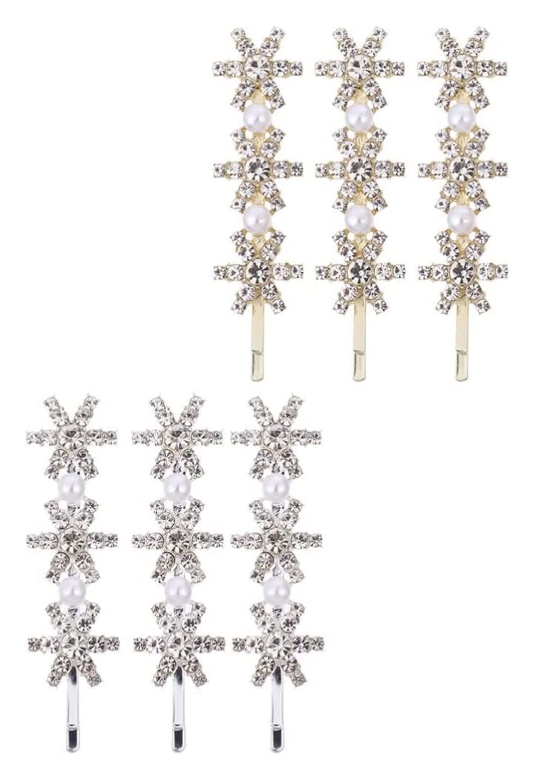 Accessori for capelli Sposa Pettine for capelli da sposa Fermagli for capelli in metallo 6 pezzi Fermagli for capelli con strass Lucido Natale Fiocco di neve Barrettes Perle di cristallo Copricapo da