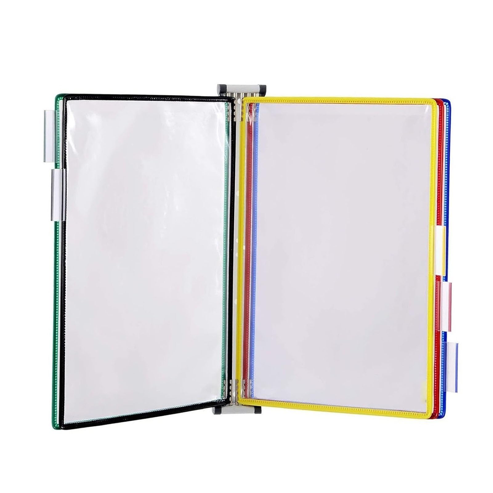 OLSKFUH Wall Mount Reference Organizer - Desk Reference Organizer, Wall Mount Display System, With 5 A4 Paper Size Pockets, File Organizer For Desk, Pvc And Metal Catalog Displa,
