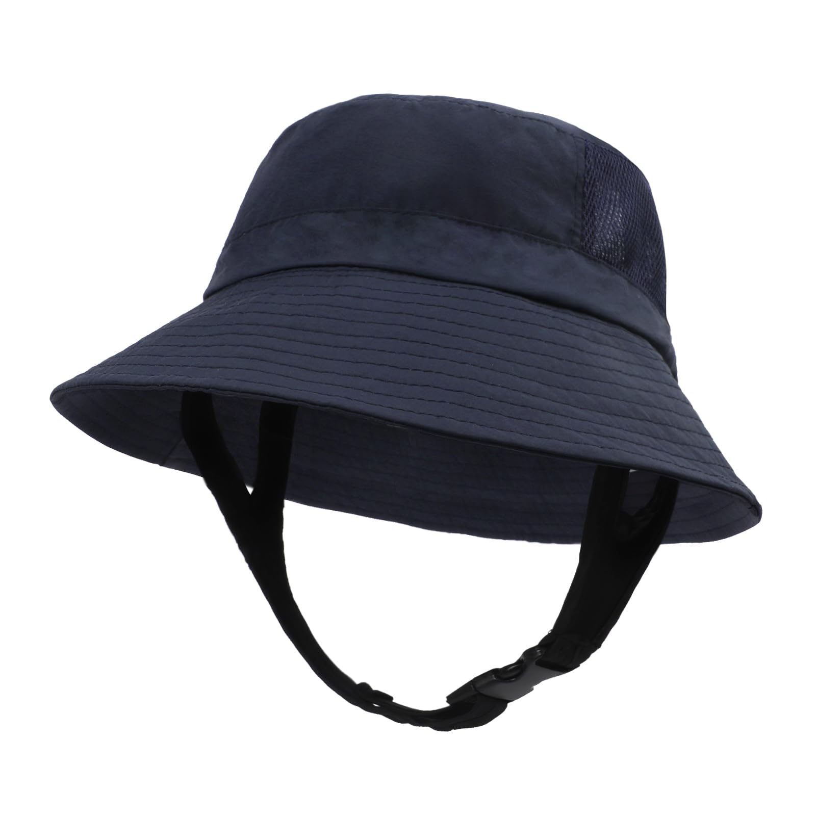 JIAHG Unisex Bucket Sun Hats with Breathable Mesh Adjustable Neck Strip Packable Quick Dry Summer Beach Sun Hat Adult Fisherman Cap for Fishing Cycling Hiking Camping Navy Blue