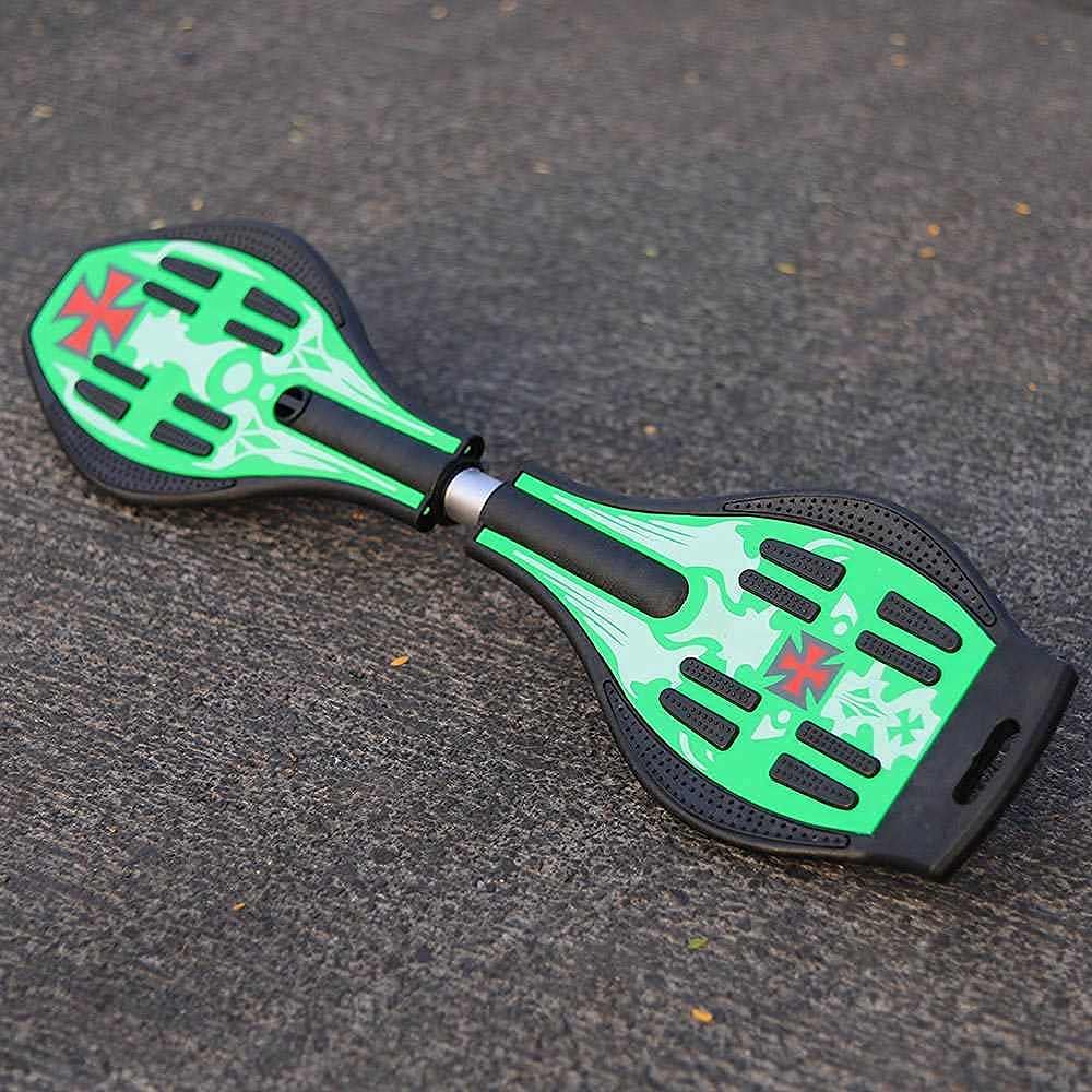 Skate Board & Kids Wave Board with 360 Degree Rotating Wheels & Adults Anti Slip Concaved Platform Green Waveboard-image-3
