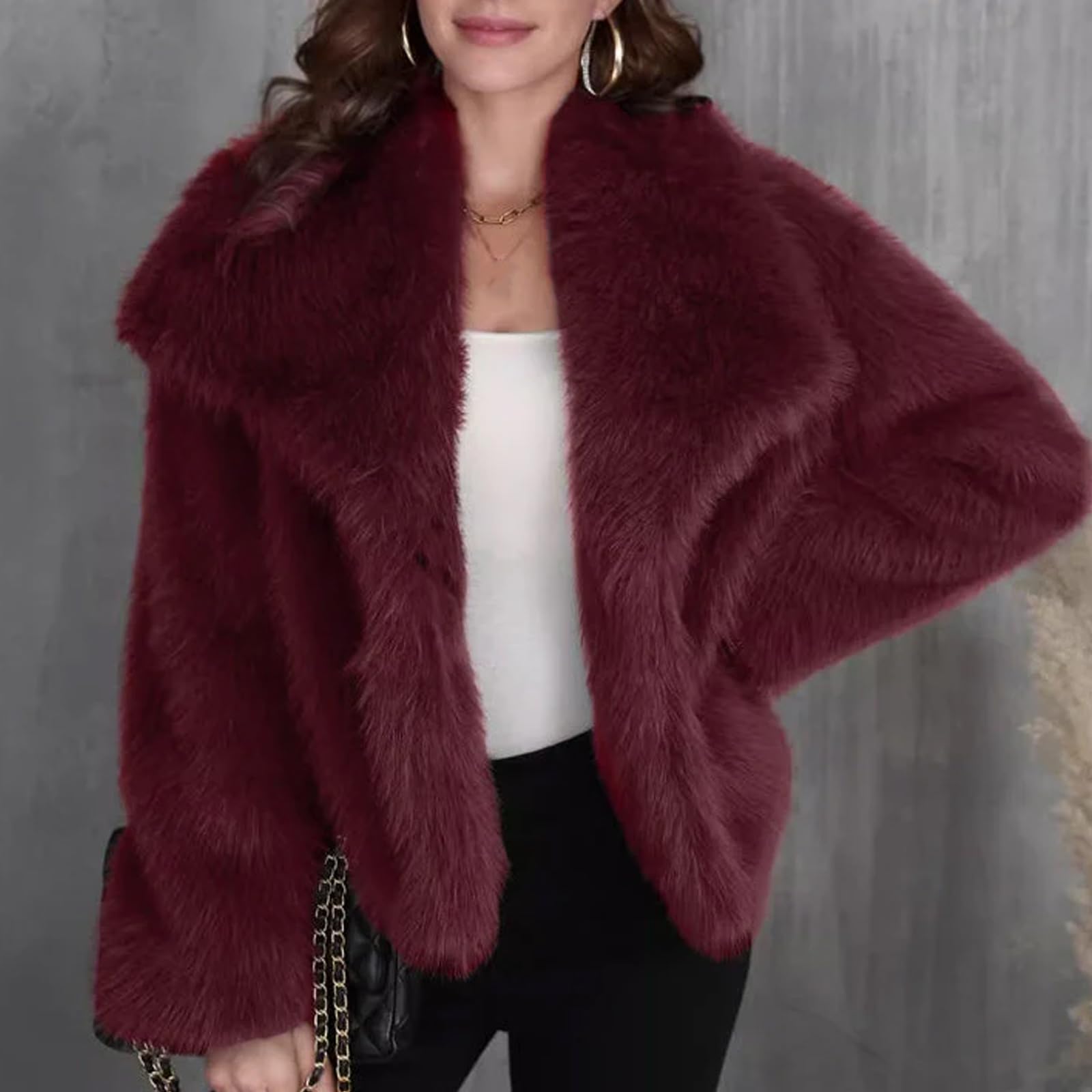 Cappotto Invernale Da Donna In Pelliccia Sintetica, Cappotto Da Donna In Pelliccia Sintetica Invernale Casual Oversize Con Risvolto Caldo E Peloso (S,Beige)