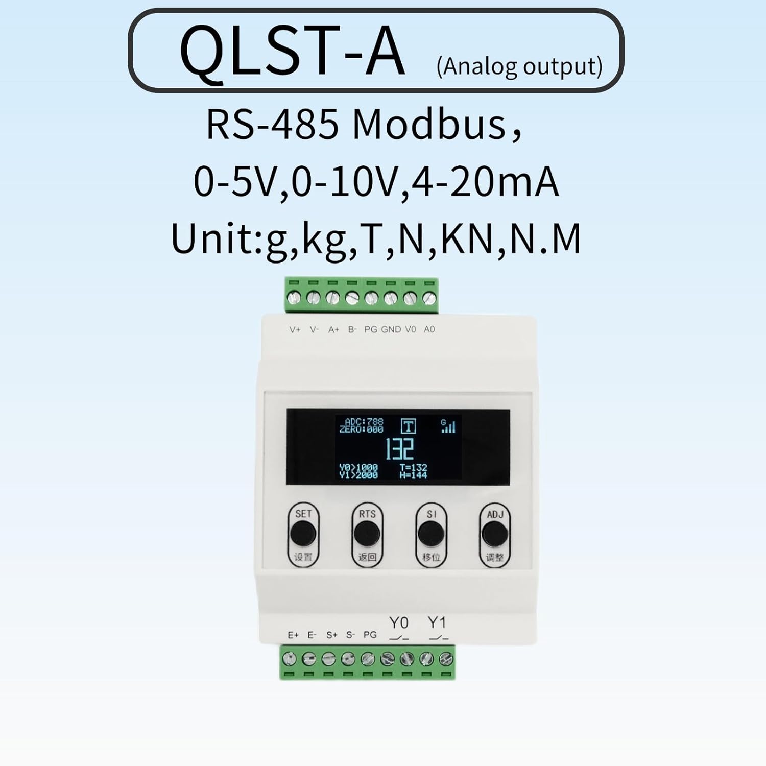 Load Cell with Amplifier Readout Display Sensor Transmitter Test Compression Force Weight Pressure Modifiable Display Unit English Interface Output RS-485 0-5V 0-10V 4-20mA (0-500KG with Amplifier)