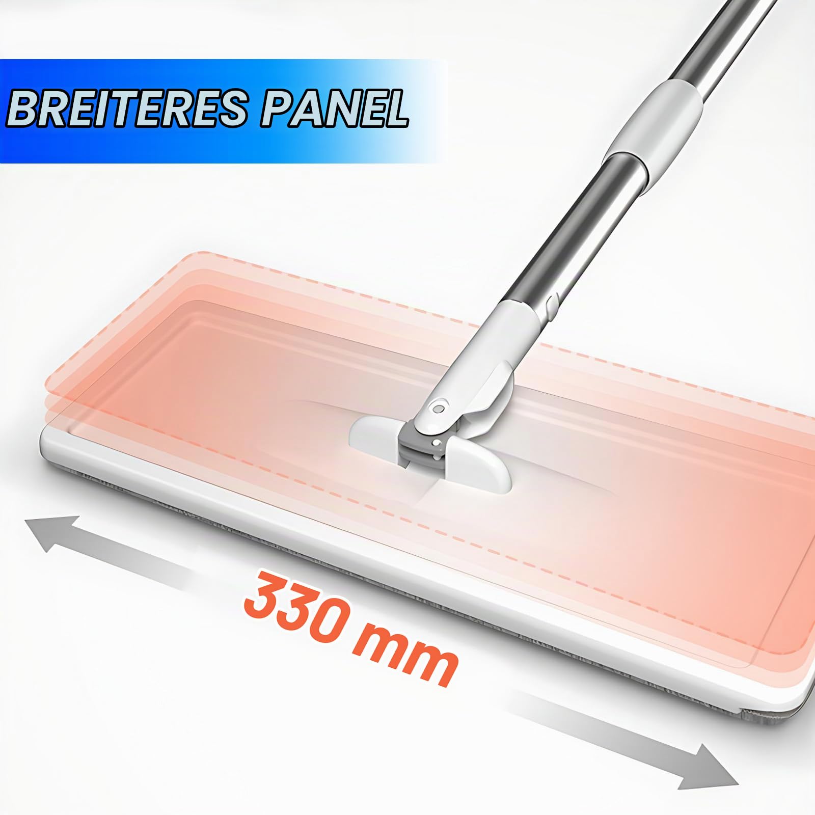 Hsyan Wischmopp und Eimer mit Auswringer-Set, freihändiger Flacher Bodenwischer und Eimer, mit 4 waschbaren Mikrofaser-Pads, Nass- und Trockengebrauch, Bodenreinigungssystem