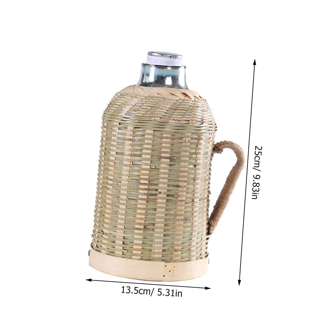 Bouteille d'Eau Isotherme Tissée en Bambou 16 L Doublure en Verre Gourde Rétro pour Randonnée et Maison Pichet sous Vide pour Thé et Eau Chaude Style Chinois Traditionnel