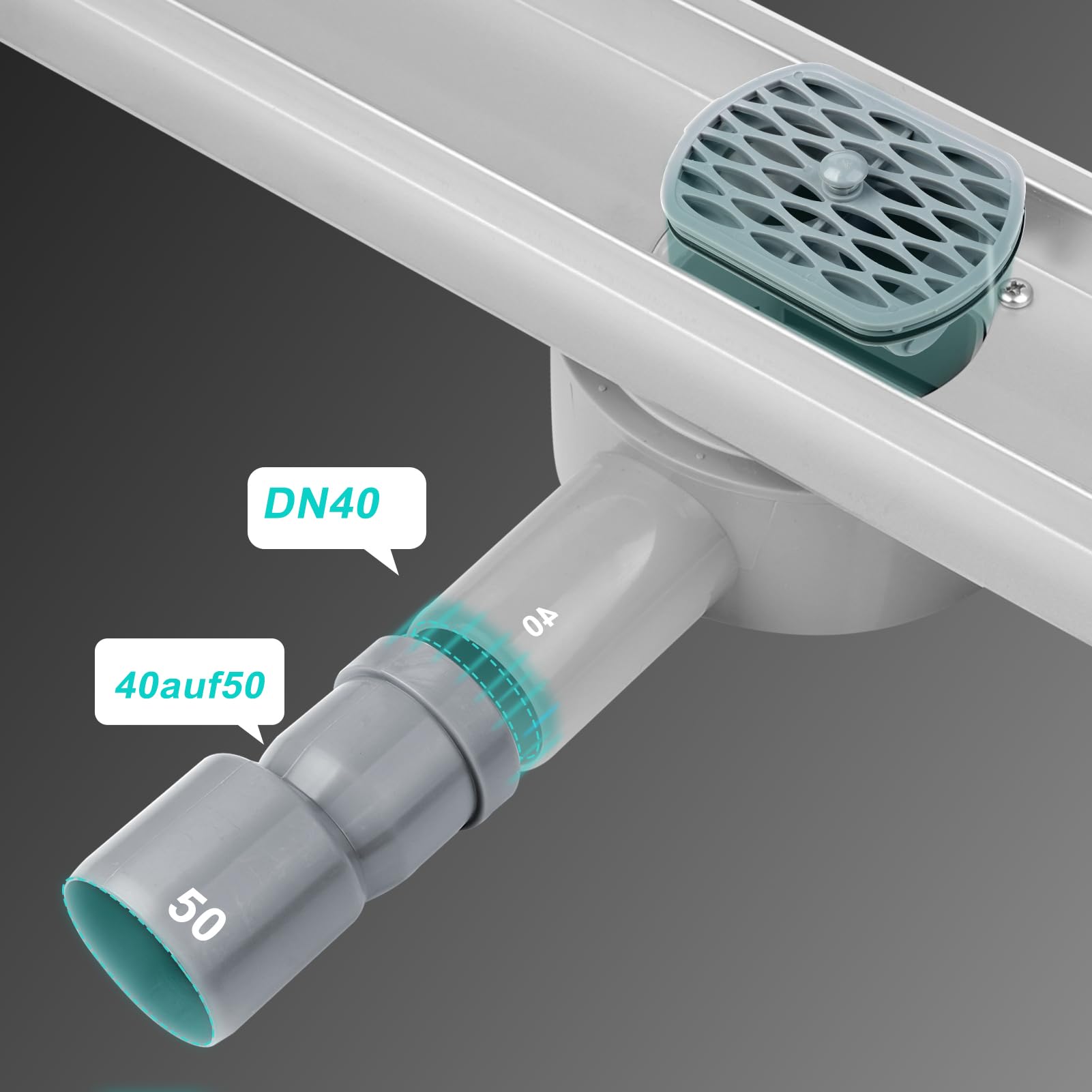 iYueMps Linear Shower Drain 800mm/31inch 360 ° Rotatable 2-in-1 Double-Sided Tile Insert Stainless Steel Invisible Bathroom Floor Drain Set including Odor Stop and Hair Strainer - Image 3