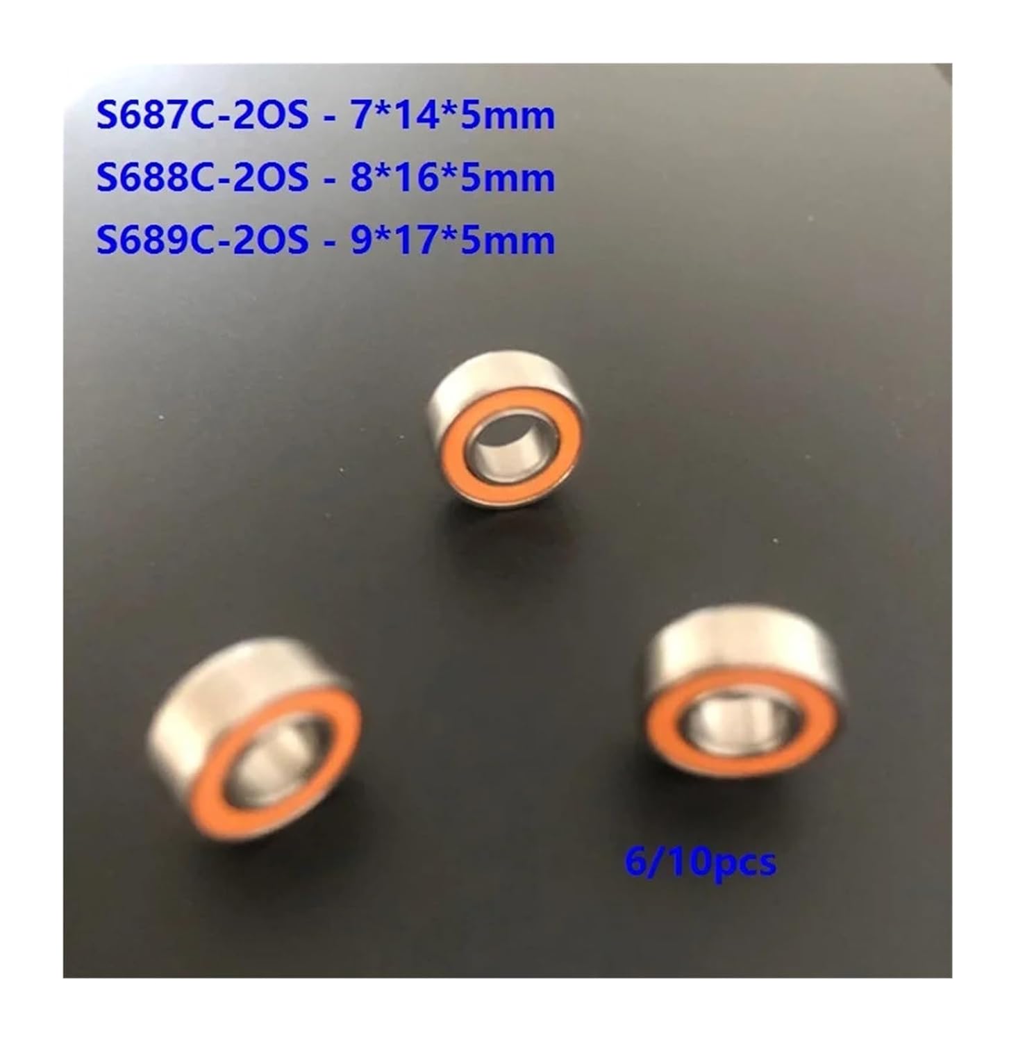 6/10pcs S687C-2OS S688C-2OS S689C-2OS ABEC-7 Stainless Steel Hybrid Si3N4 Ceramic Ball Bearings(S689c-2os 9x17x5,6pcs)