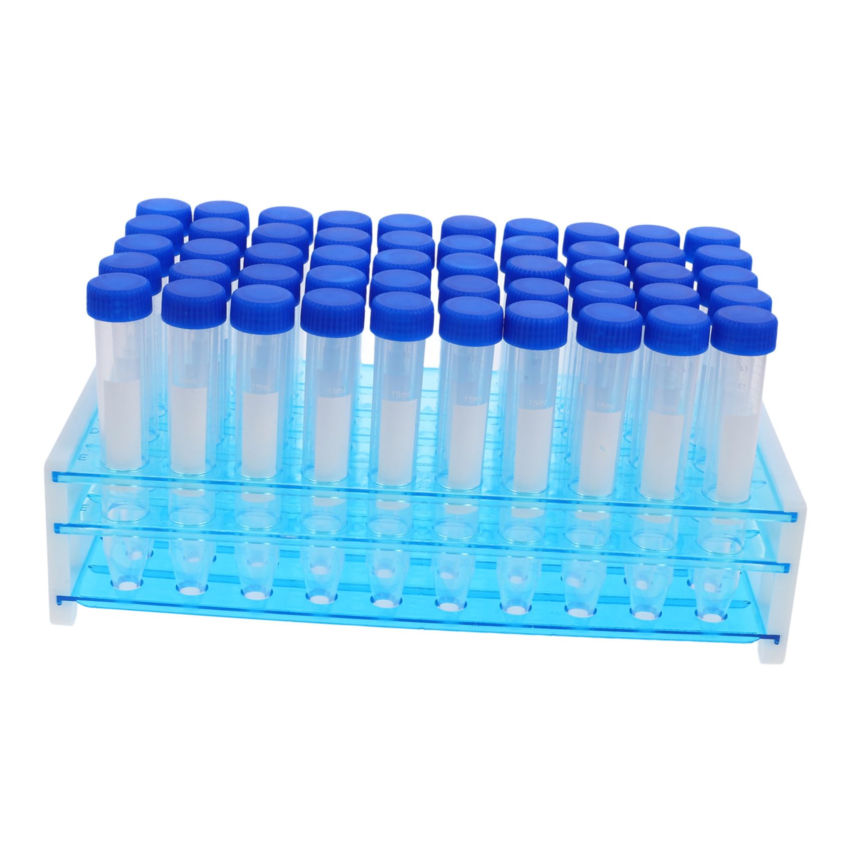 Zentrifugenröhrchen mit Schraubverschluss 100 Stück aus Kunststoff 15 Ml und 2 Abnehmbaren Reagenzglasgestellen für Labor und Wissenschaftliche Experimente
