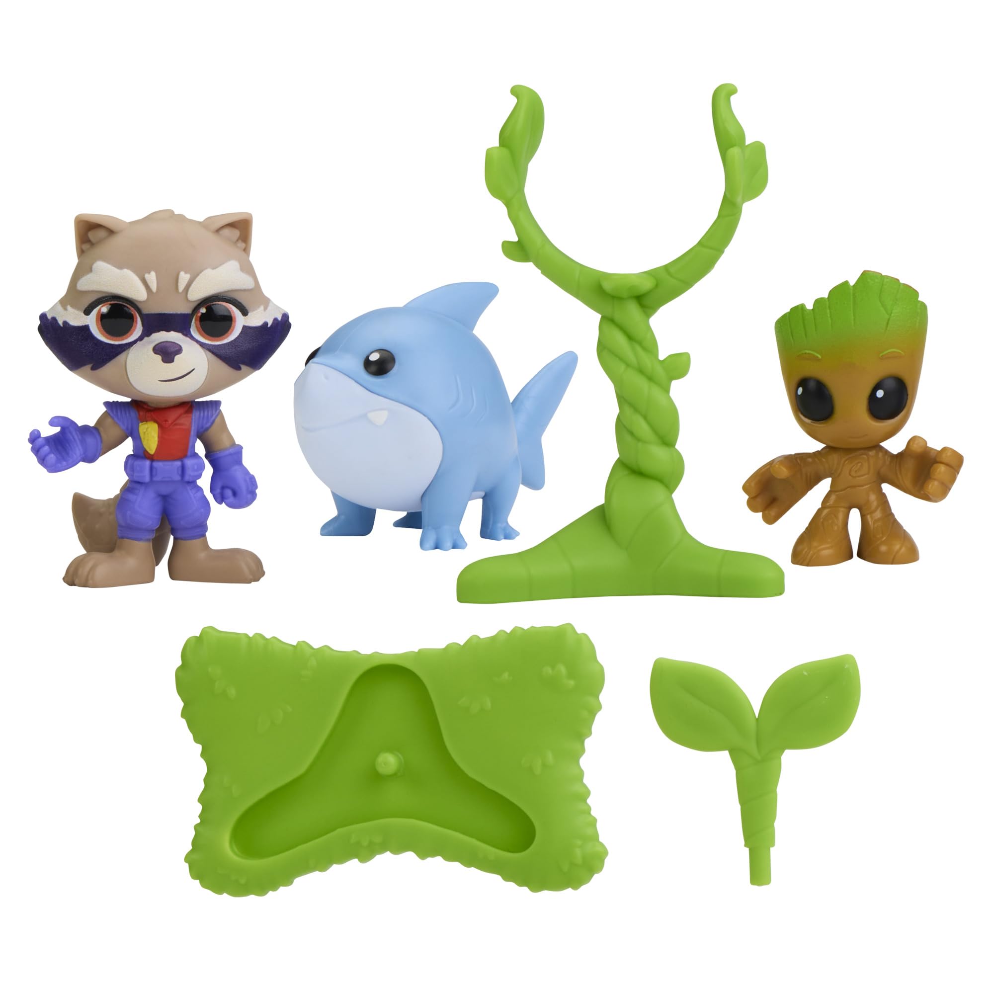 Marvel Spidey and his Amazing Friends Rescue-Webs Marvel's Rocket, Groot, and Jeff the Land Shark Action Figure Toy Set, Super Hero Toys, Ages 3+