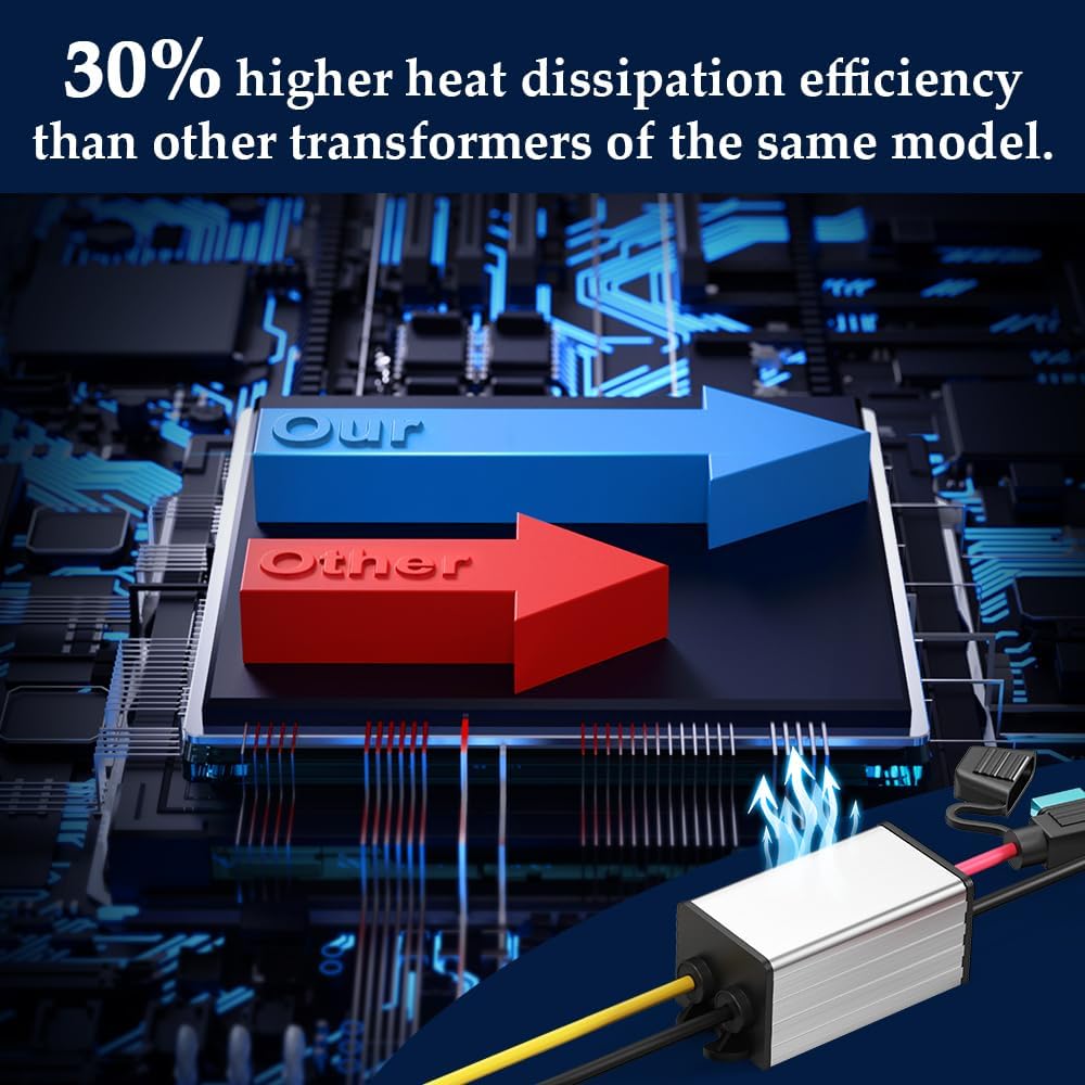24V~12Vコンバーター、5a 60Wステップダウンコンバーター、交換可能な安全ヒューズ付き、車、ゴルフカート、トラック、ソーラー
