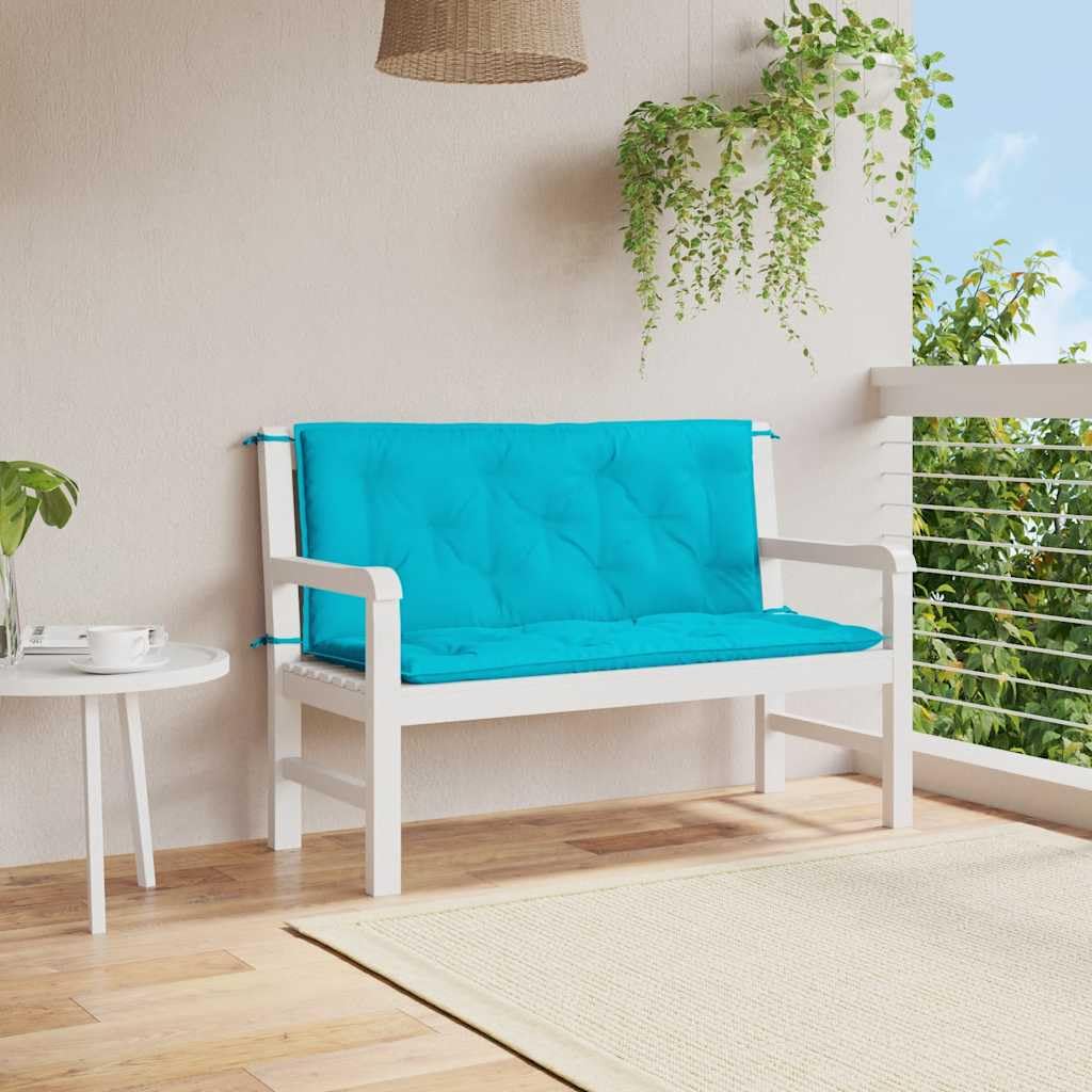 Coussins de banc de jardin turquoise 120x50 cm lot de 2 en polyester imperméable