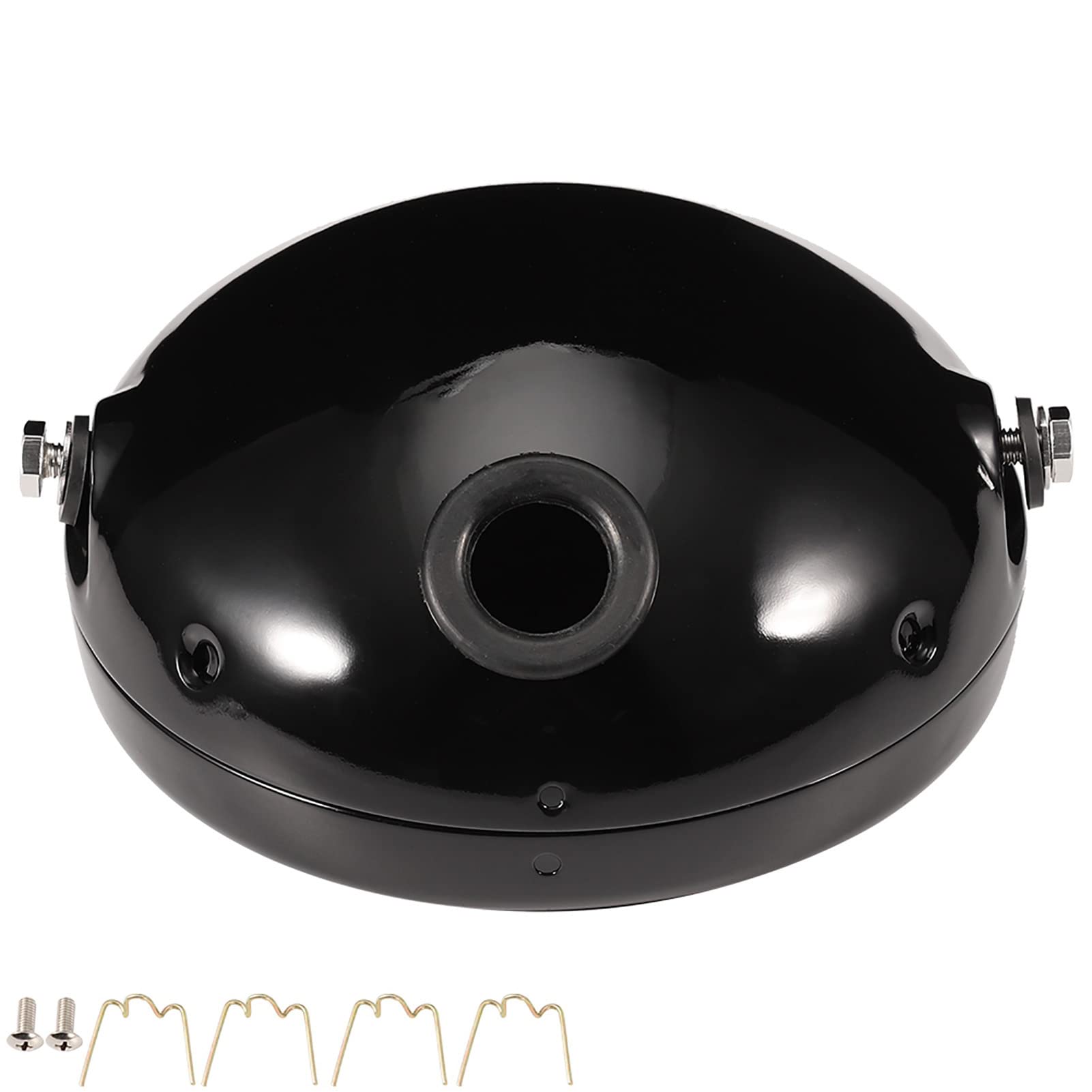 Custodia in ferro per faro anteriore a LED da 7 pollici per moto, copertura rotonda per faro anteriore di motocicletta, custodia resistente in metallo per faro con accessori di (Nera)