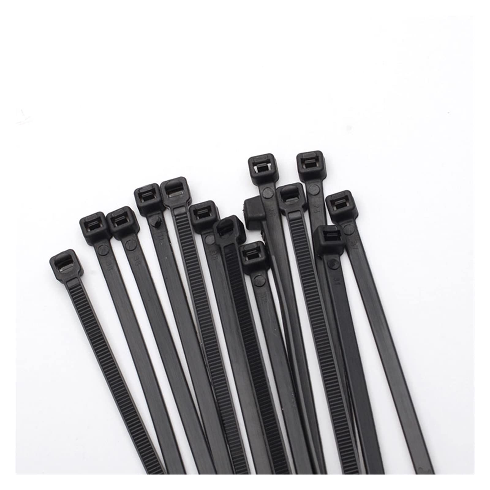 Nylon Cable Tie Buckle， Self-Locking Nylon Cable Ties, Multicolor, Multiple Sizes, 100pcs(Black,3x200mm)
