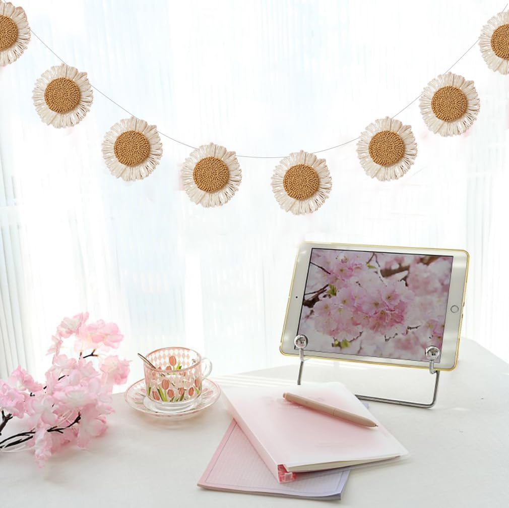 TOTIEJFJ Daisy Hanging Garland (2string X 5.2ft), Boho Spring Flower Daisy Banner Party Streamers for Girls Room Decoration, Wedding Birthday Party Supplies