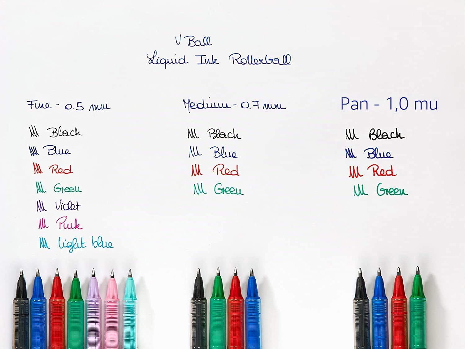 PILOT - Caja de 4 VBall 05 - Bolígrafos Roller con Tinta Líquida - Bolígrafos con Punta Cónica Fina para Escritura Suave y Precisa - Secado Rápido Antimanchas - Azul - Punta Fina (0,5mm)