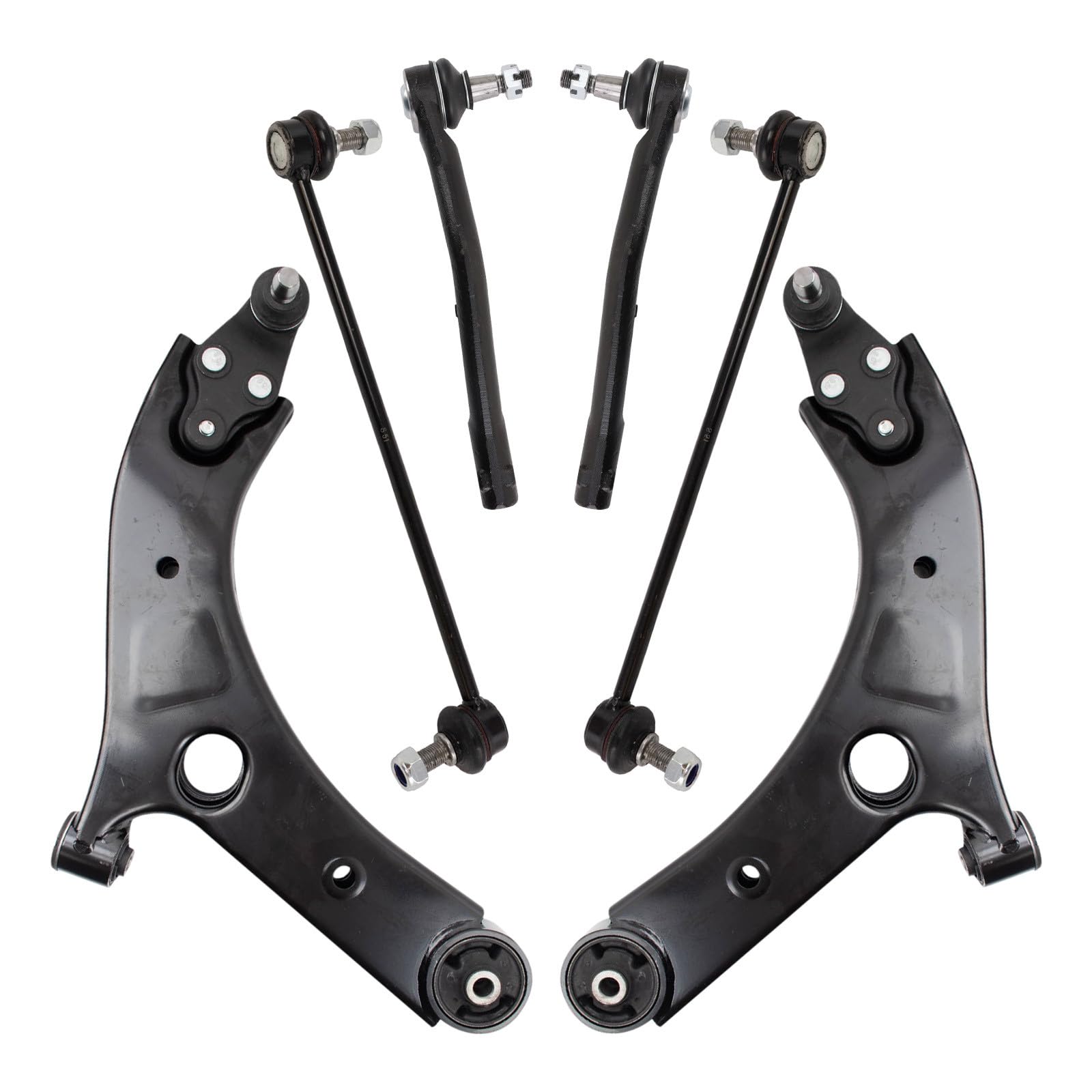 TRQ Front Steering & Suspension Kit Control Arm with Ball Joint Sway Bar Stabilizer Link Tie Rod Compatible with 2015-2021 Kia Sedona